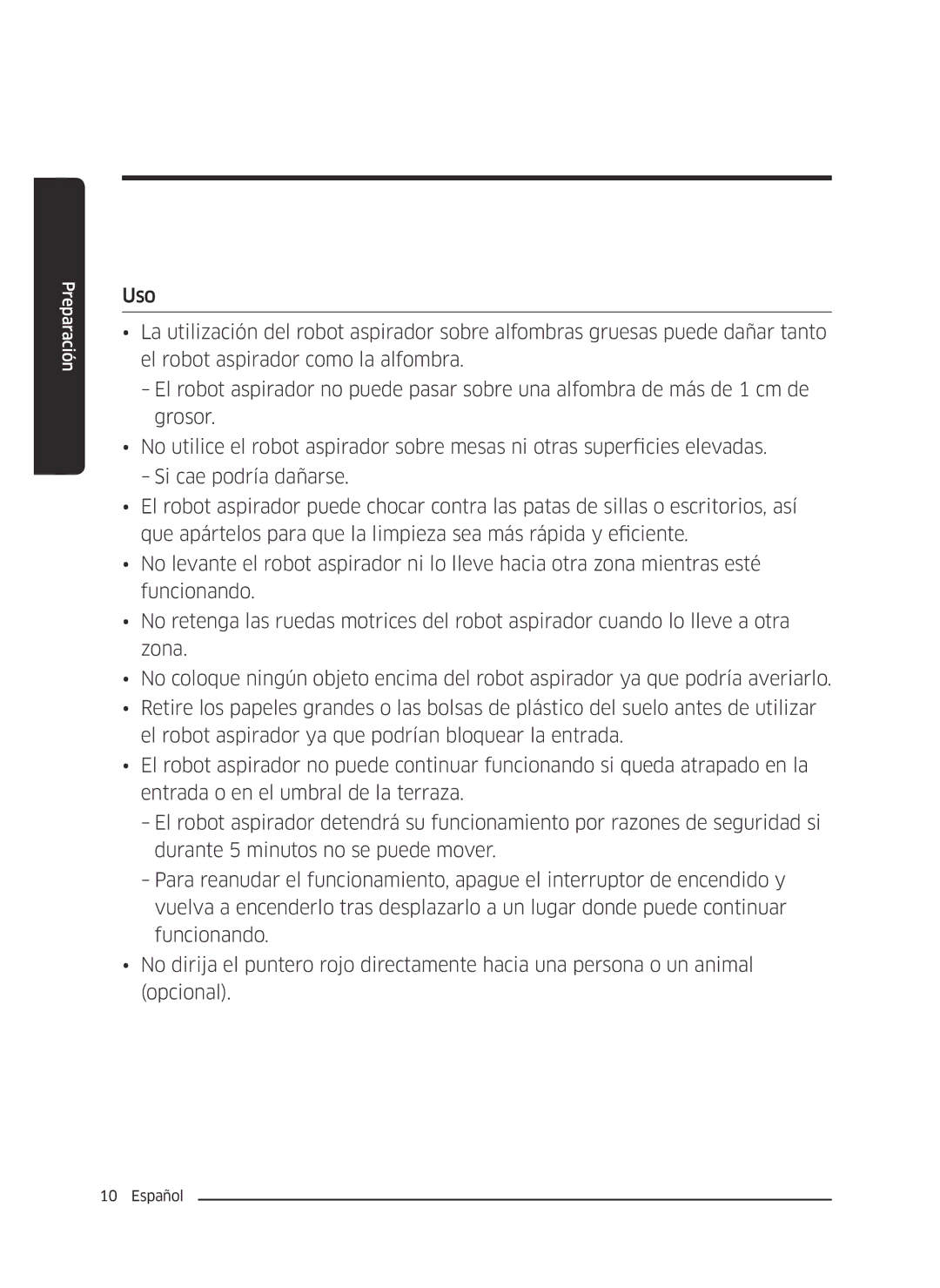 Samsung VR10J5054UD/ET, VR10J5010UA/ET, VR10J5034UC/ET manual Preparación 