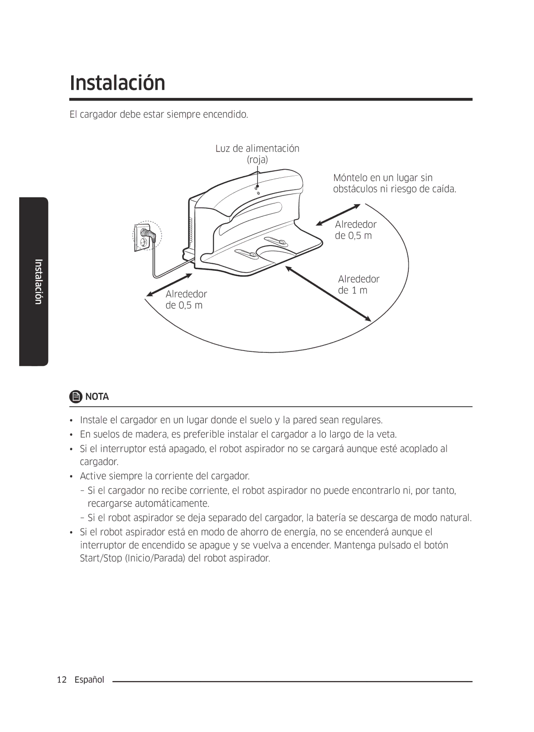 Samsung VR10J5010UA/ET, VR10J5054UD/ET, VR10J5034UC/ET manual Instalación 