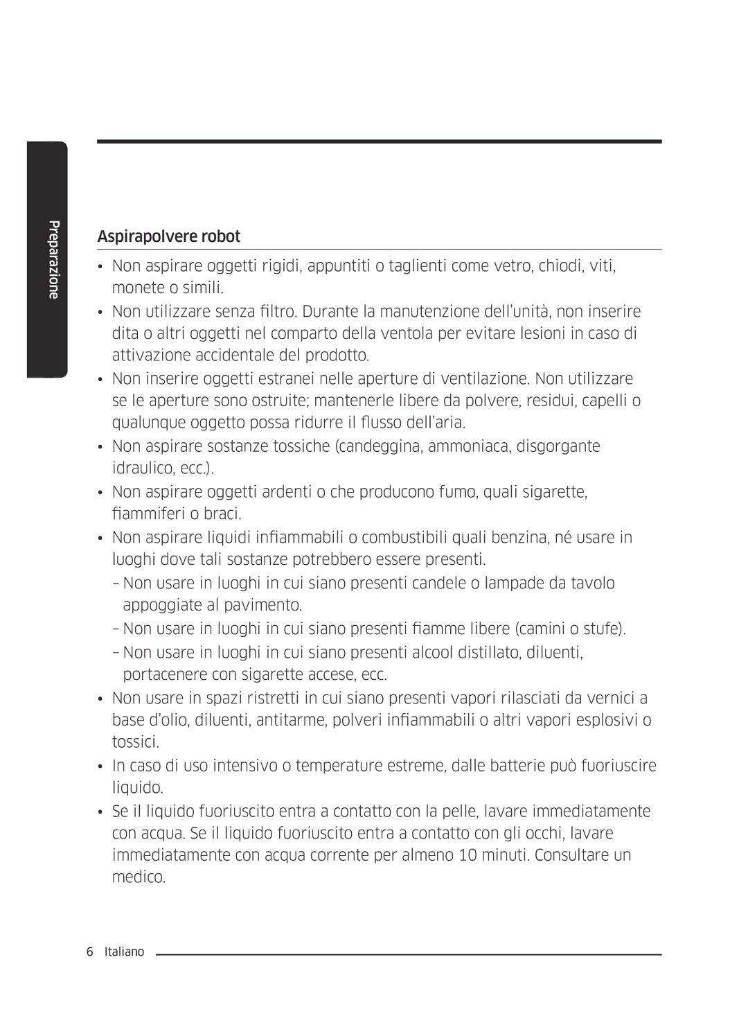 Samsung VR10J5010UA/ET, VR10J5054UD/ET, VR10J5034UC/ET manual Preparazione 