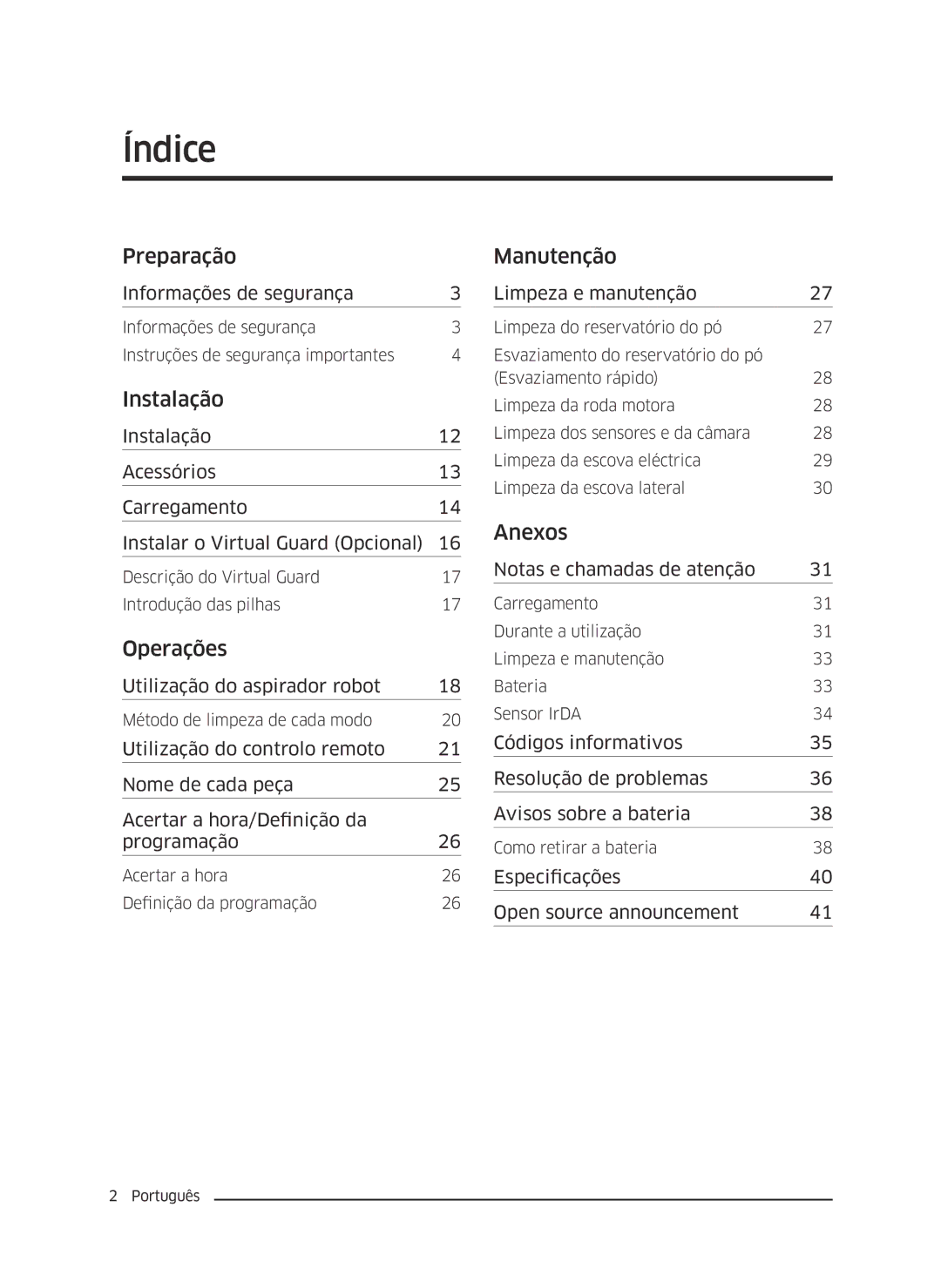 Samsung VR10J5034UC/ET, VR10J5010UA/ET, VR10J5054UD/ET manual Preparação 