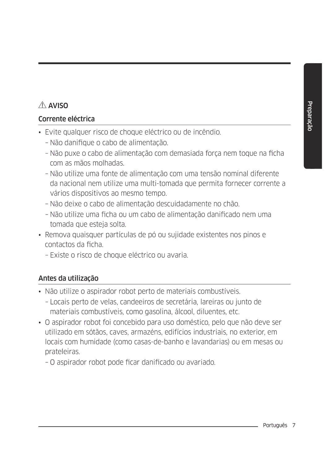 Samsung VR10J5054UD/ET, VR10J5010UA/ET, VR10J5034UC/ET manual Aviso 