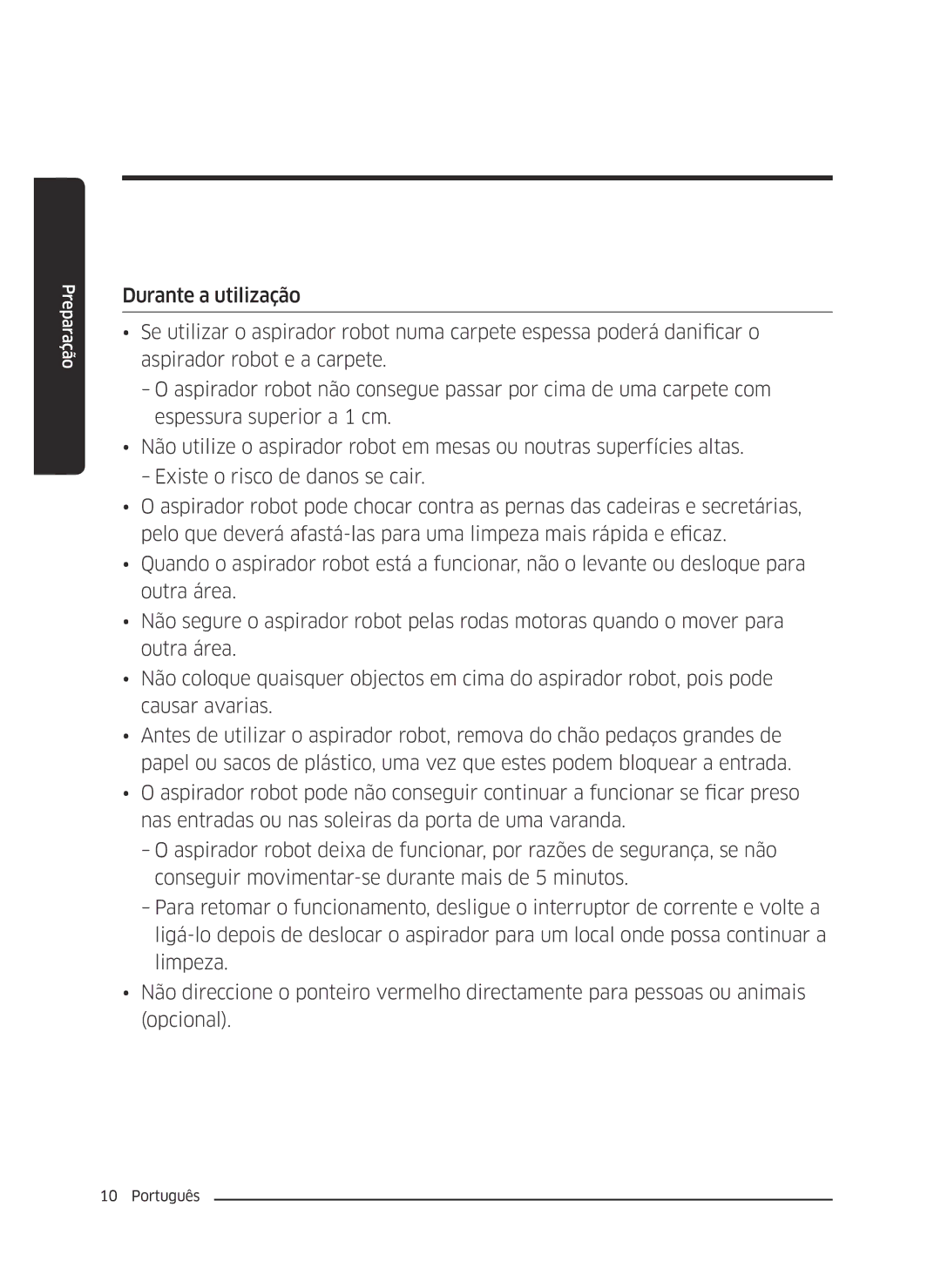 Samsung VR10J5054UD/ET, VR10J5010UA/ET, VR10J5034UC/ET manual Preparação 