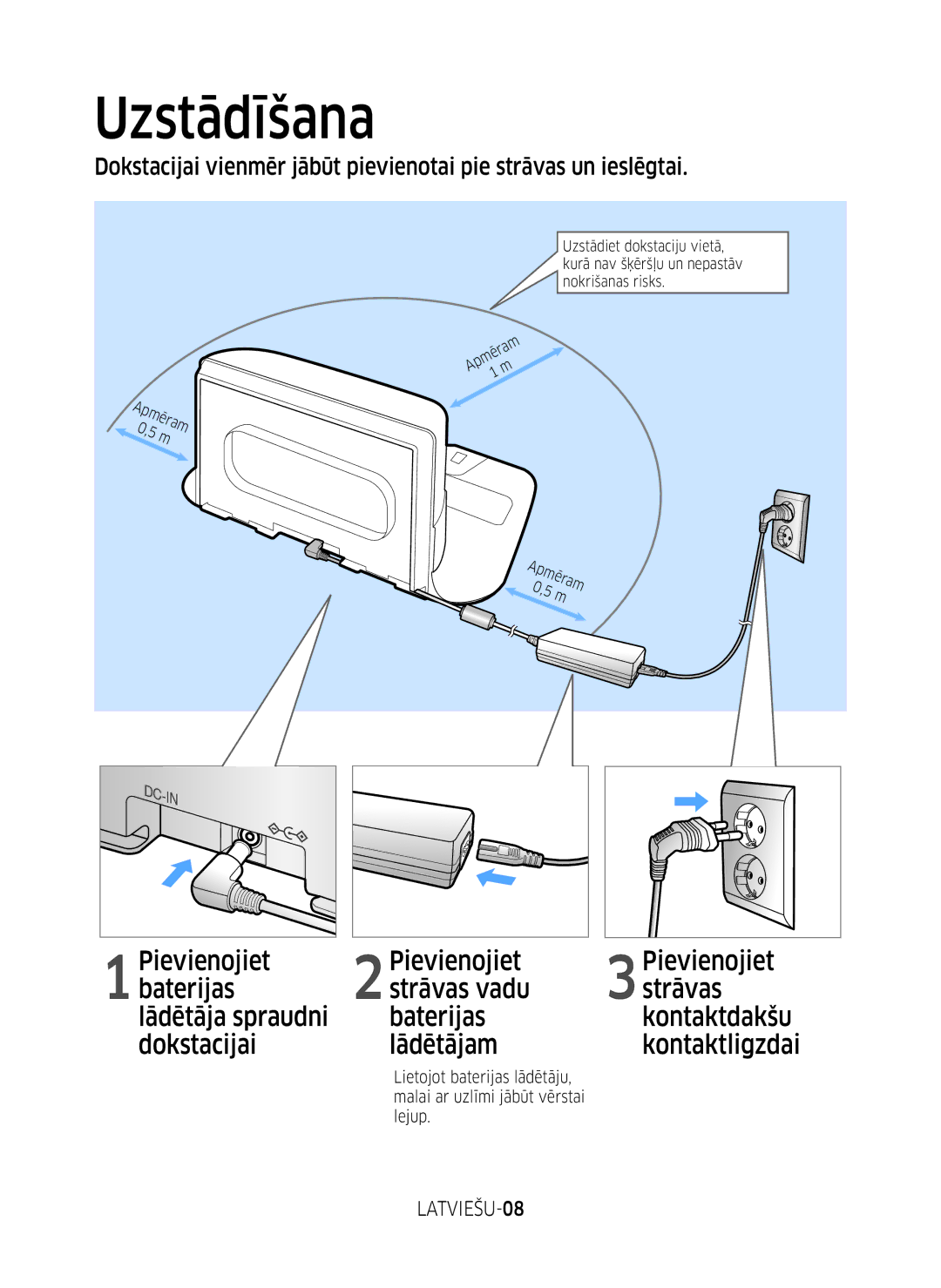 Samsung VR10M701BUW/SB manual Uzstādīšana, LATVIEŠU-08 