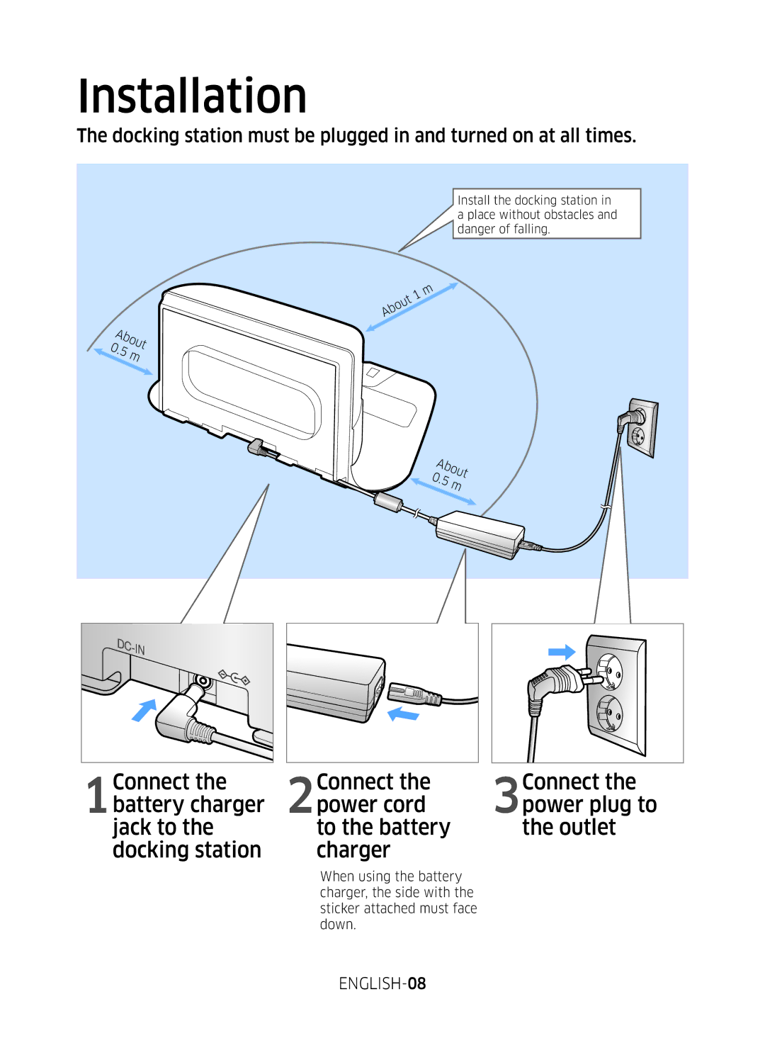 Samsung VR10M701BUW/SB manual Installation, ENGLISH-08 