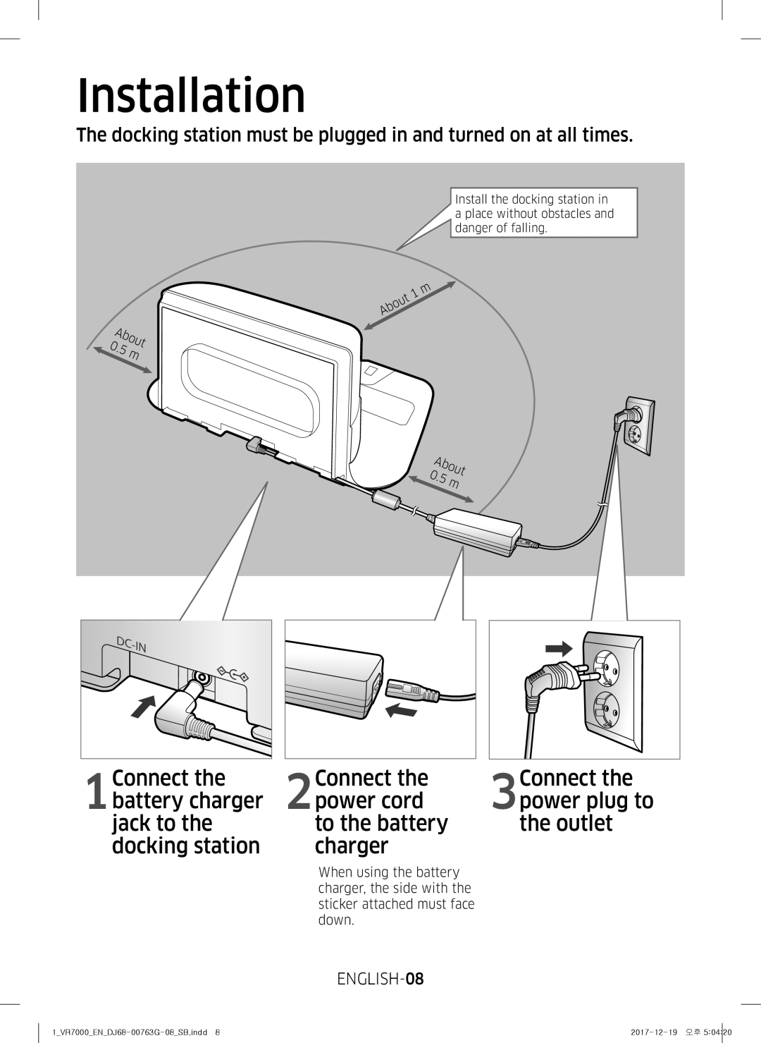 Samsung VR10M701BUW/SB manual Installation, ENGLISH-08 