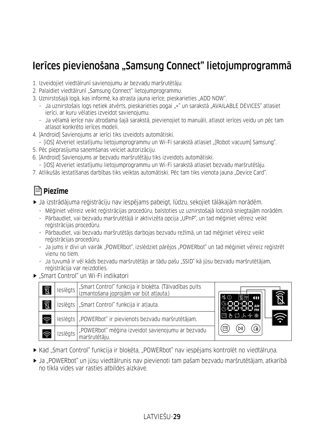 Samsung VR10M701BUW/SB manual Ierīces pievienošana „Samsung Connect lietojumprogrammā, LATVIEŠU-29 