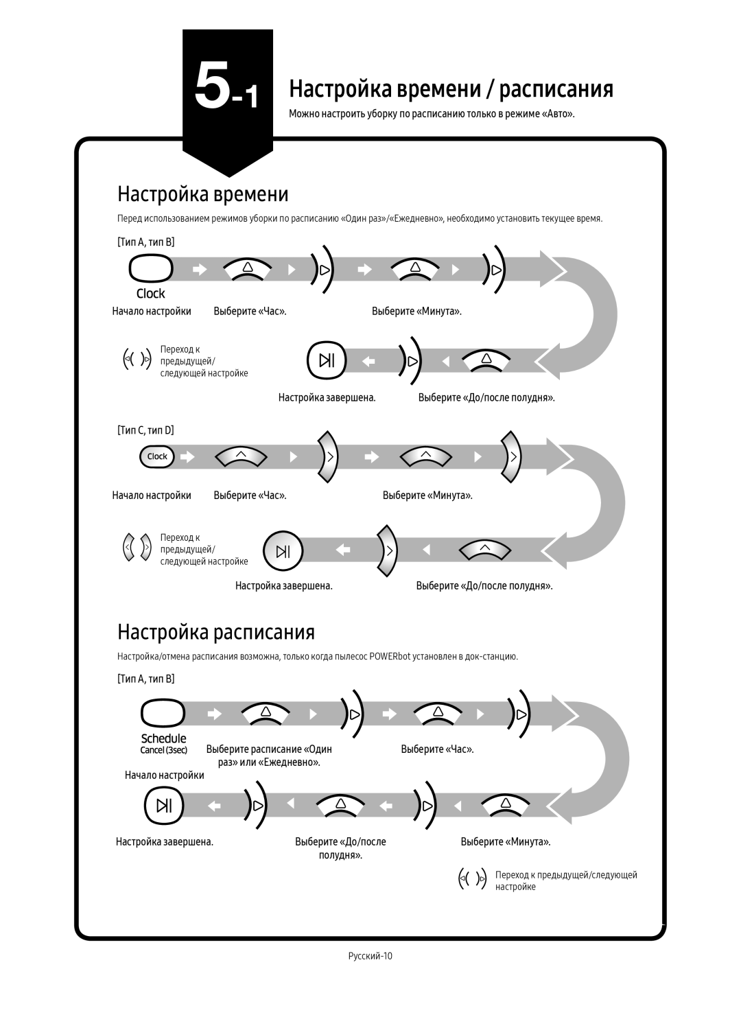 Samsung VR10M701PU5/WA, VR10M703PW9/WA manual Настройка времени 