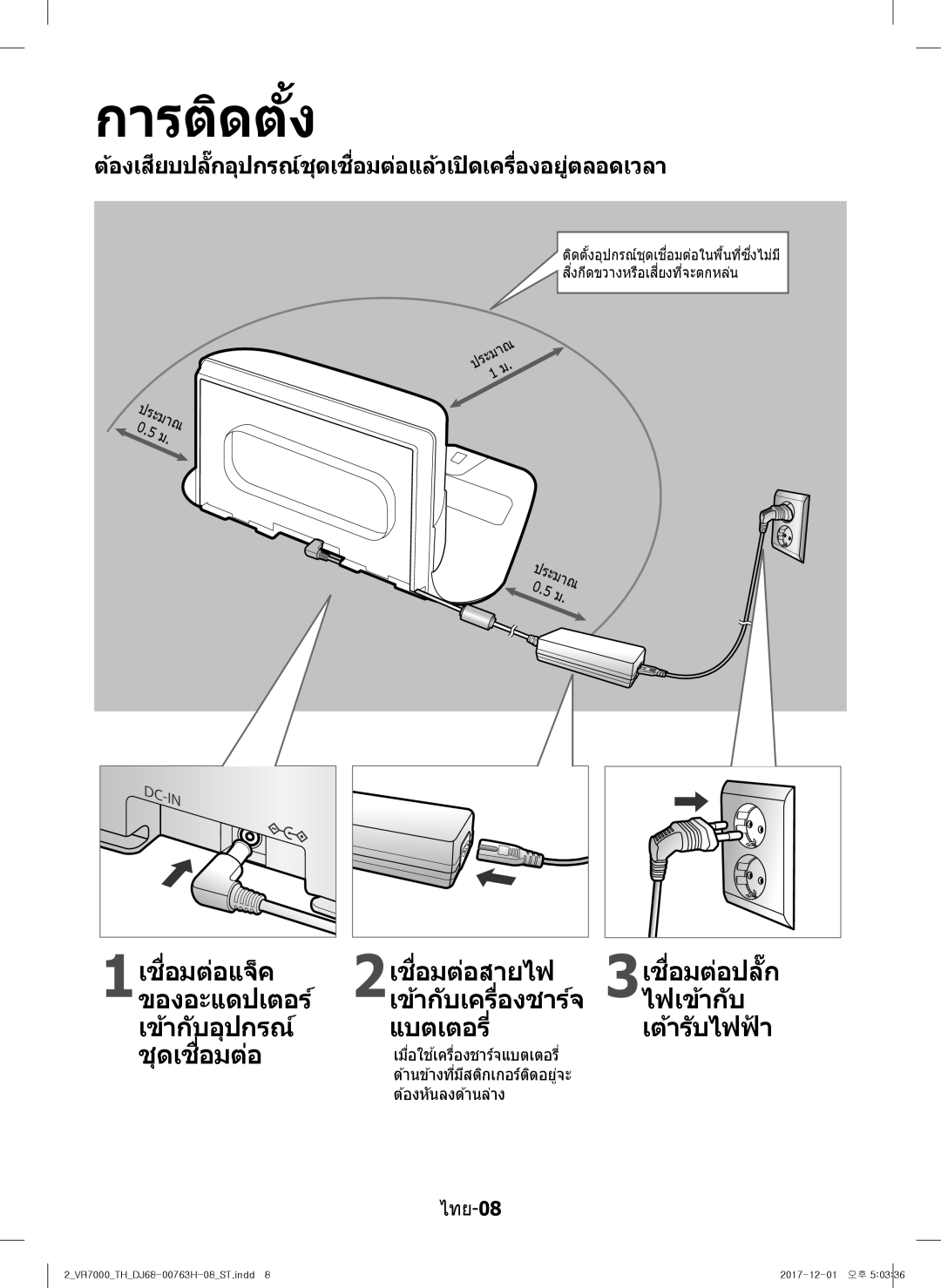 Samsung VR10M7030WG/ST, VR10M7020UW/ML, VR10M7020UW/TW manual การติดต ั้ง 