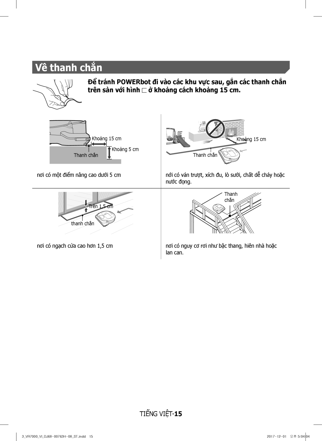 Samsung VR10M7020UW/TW, VR10M7030WG/ST, VR10M7020UW/ML manual Về thanh chắn 