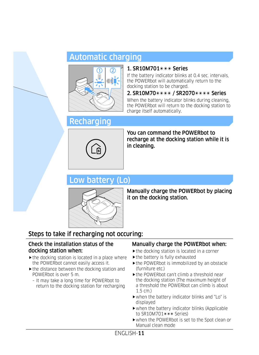 Samsung VR10M7020UW/TW SR10M701 Series, SR10M70 / SR2070 Series, Check the installation status of the docking station when 