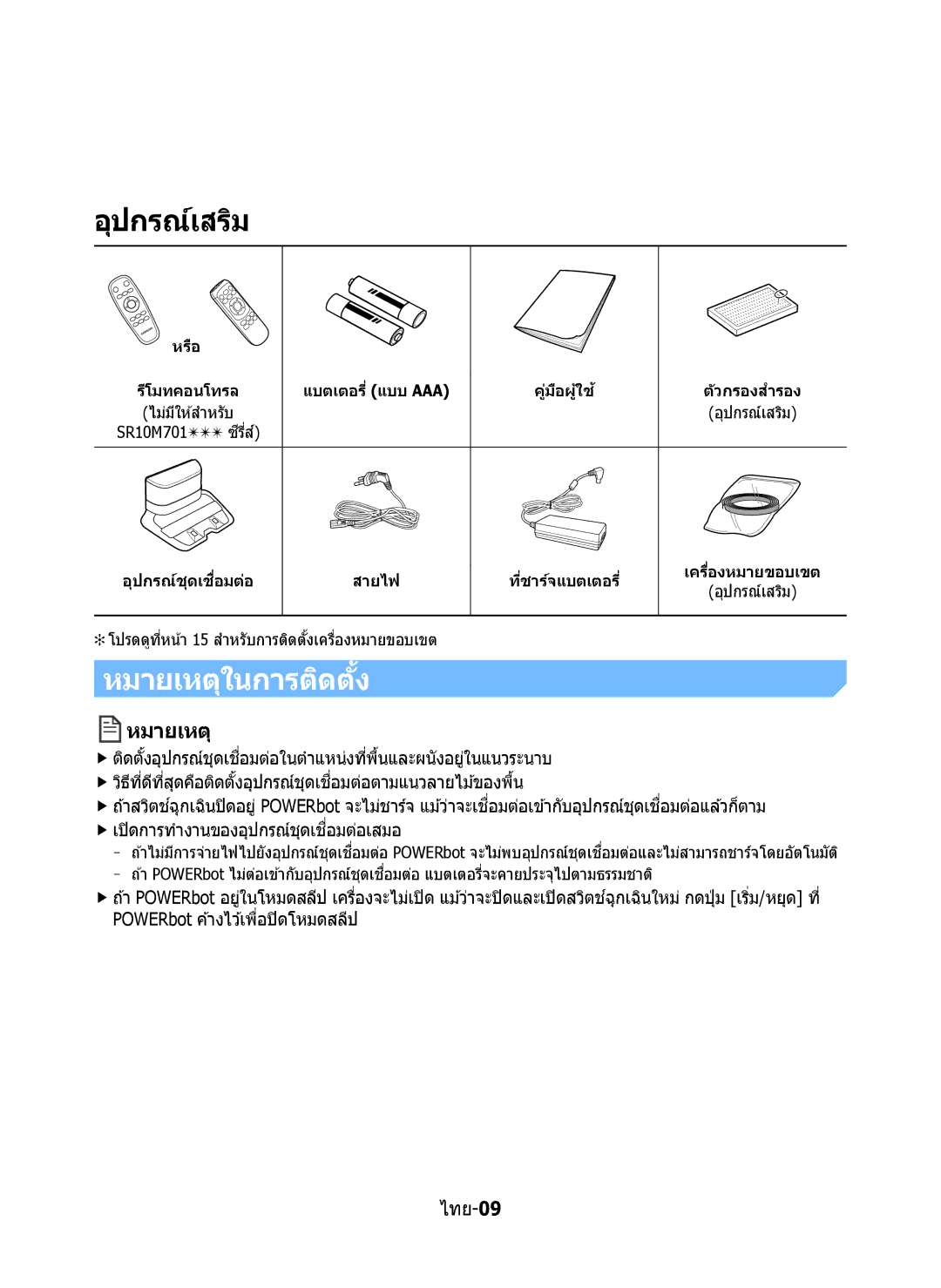 Samsung VR10M7020UW/ML, VR10M7030WG/ST, VR10M7020UW/TW manual หมายเหตุในการติดต ั้ง, หรือ 