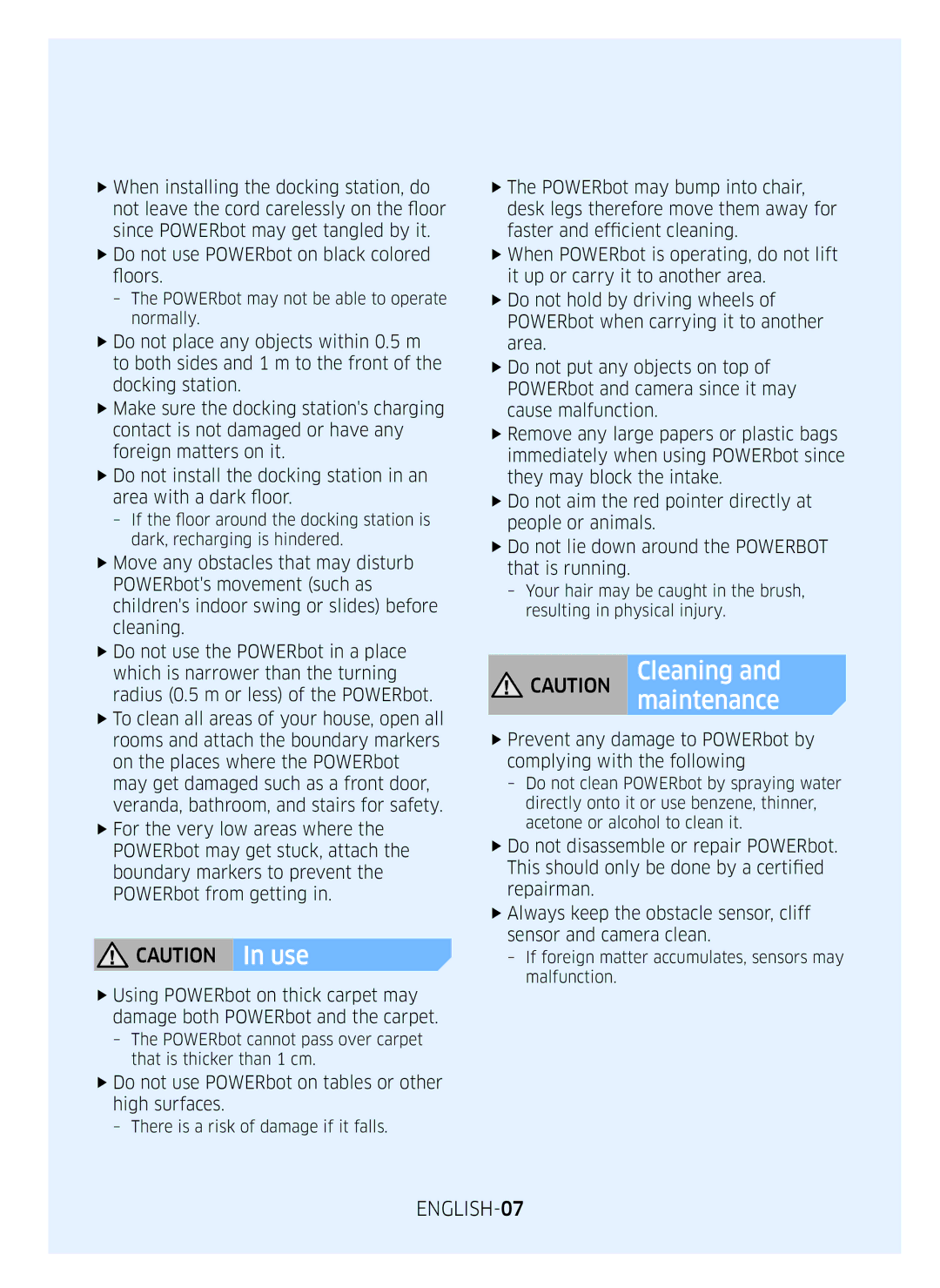 Samsung VR10M7020UW/ML, VR10M7030WG/ST, VR10M7020UW/TW manual ENGLISH-07 