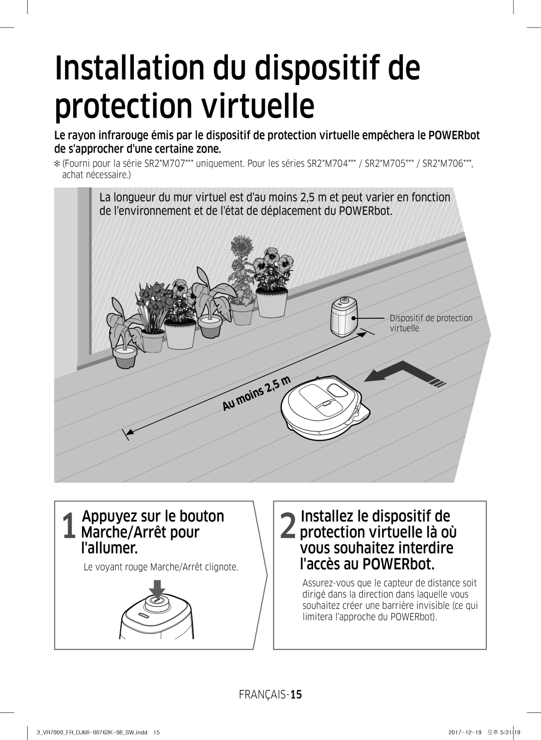 Samsung VR20M707WWS/AG, VR10M7039WG/SW, VR10M701WUW/AG manual Installation du dispositif de protection virtuelle, FRANÇAIS-15 