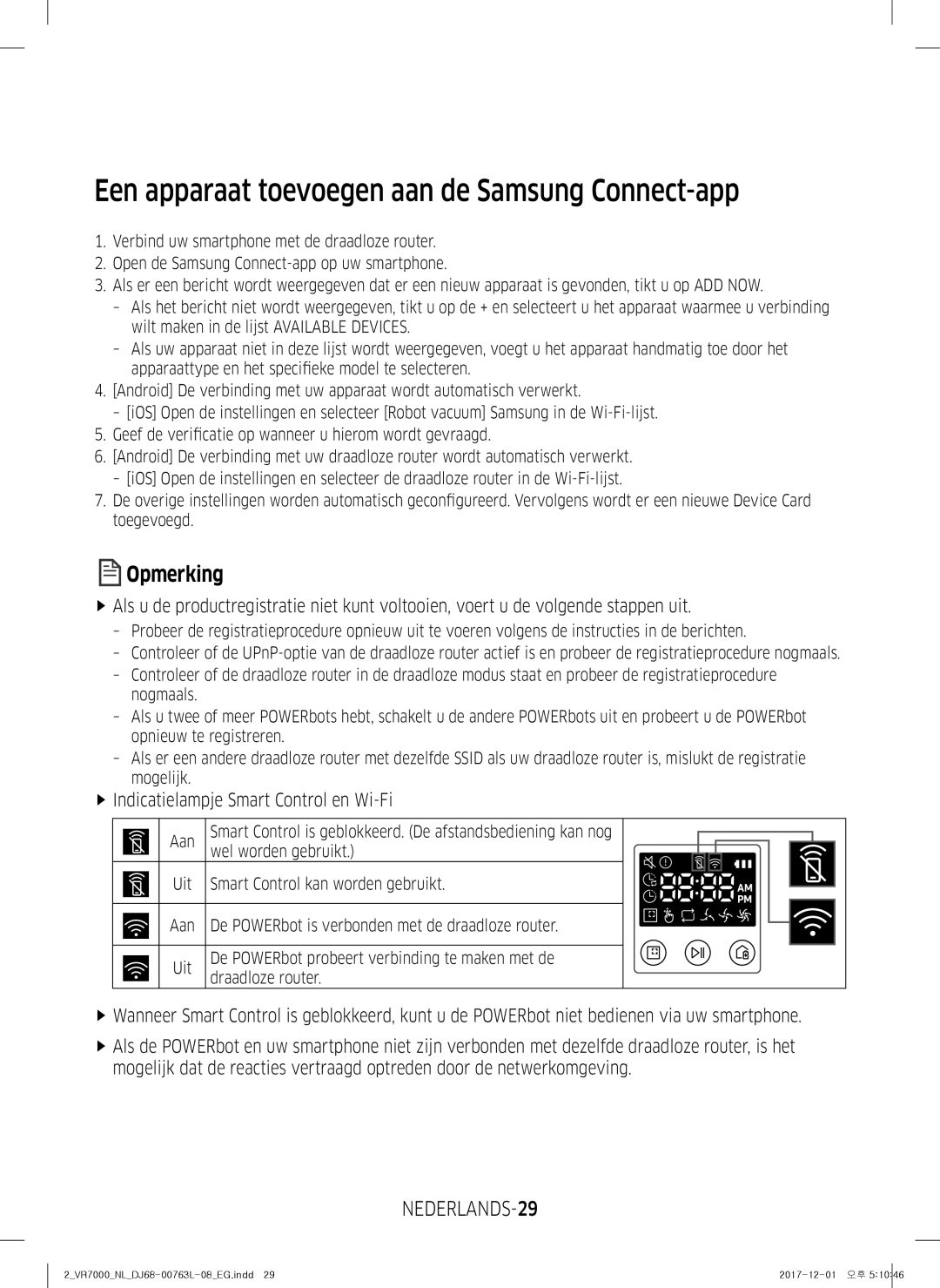 Samsung VR2GM7050UU/EG, VR1DM7020UH/EG, VR1GM7030WW/EG Een apparaat toevoegen aan de Samsung Connect-app, NEDERLANDS-29 