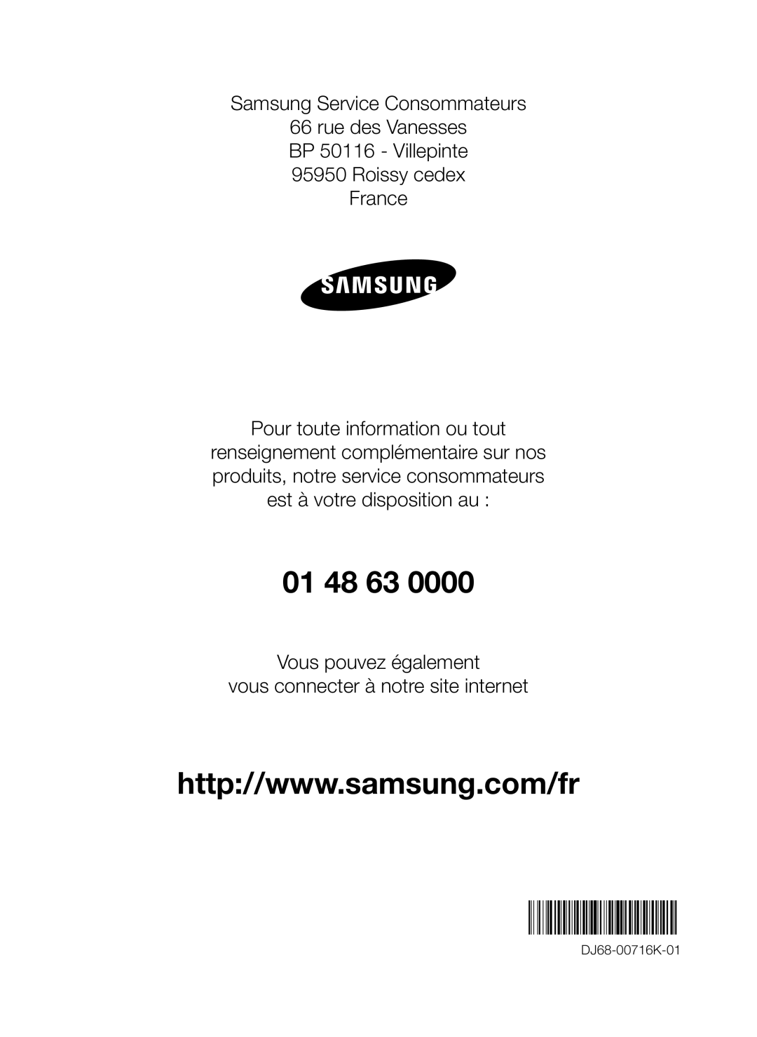 Samsung VR20H9051UC/EF manual 01 48 63 