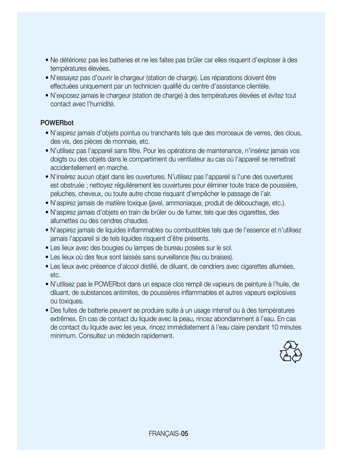 Samsung VR20H9051UC/EF manual FRANÇAIS-05 