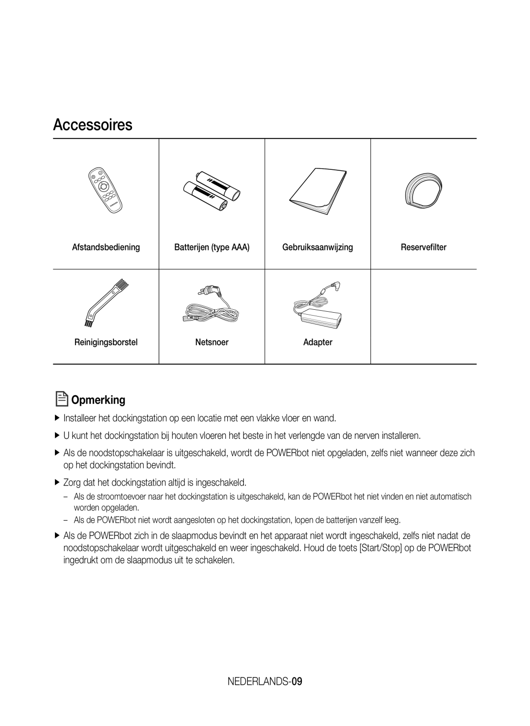 Samsung VR20J9010UR/EC manual Accessoires, NEDERLANDS-09 