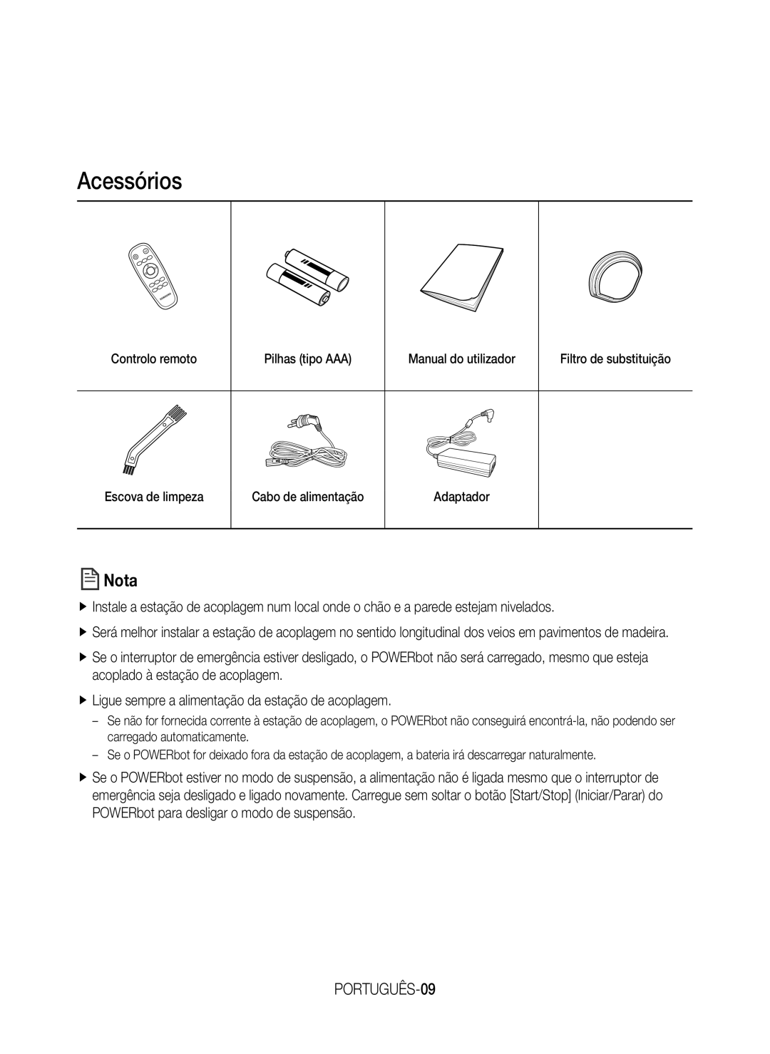 Samsung VR20J9010UR/EC manual Acessórios, PORTUGUÊS-09 