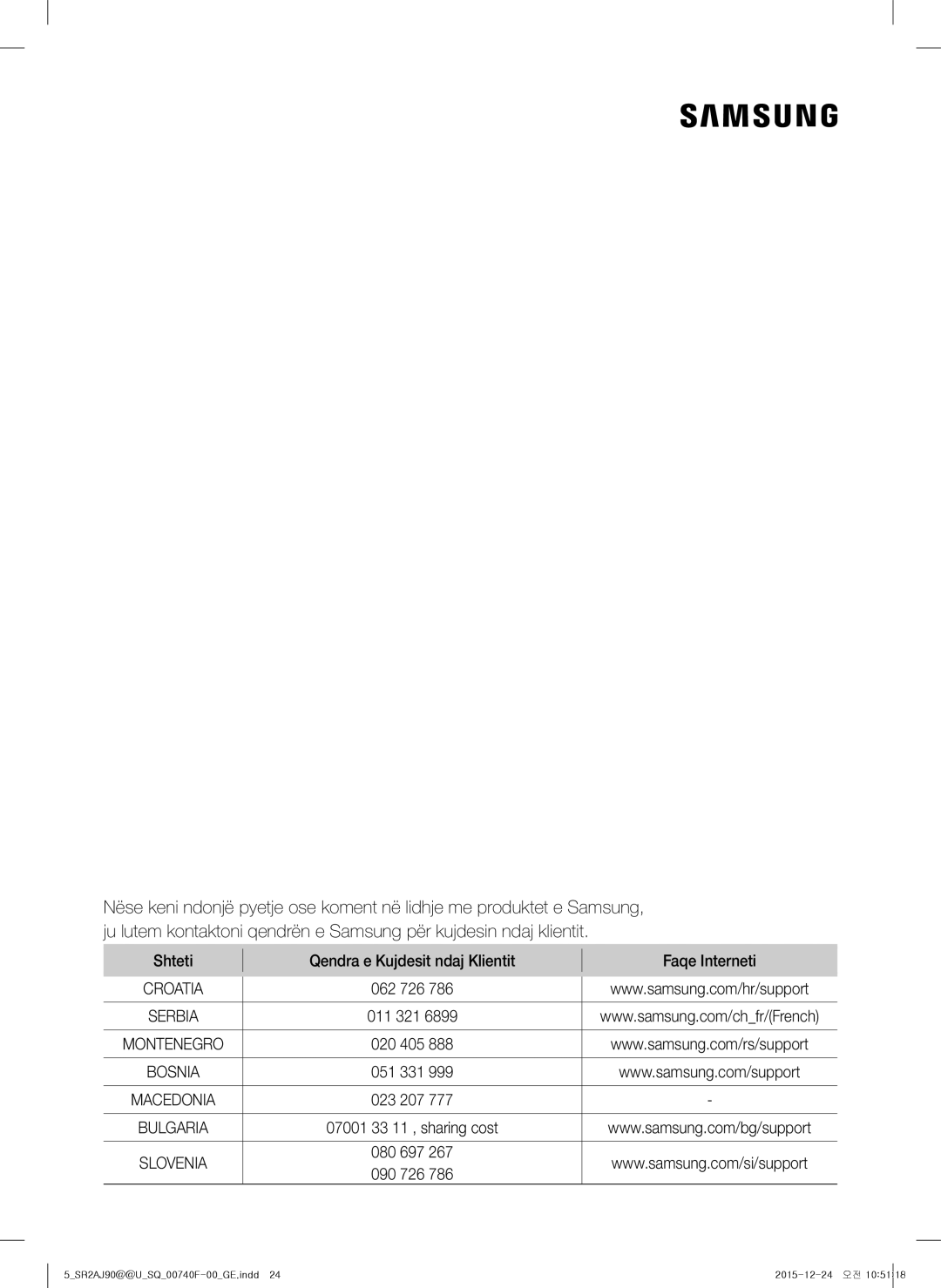 Samsung VR20J9020UG/EG, VR20J9020UR/EG, VR20J9020UR/ET, VR20J9020UG/GE manual Bosnia 