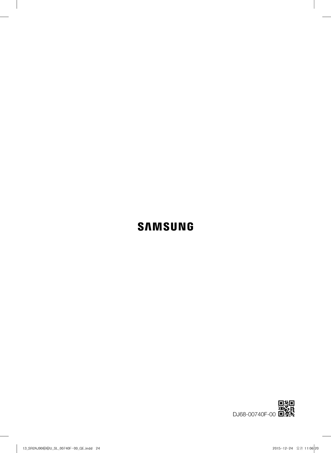 Samsung VR20J9020UG/EG, VR20J9020UR/EG, VR20J9020UR/ET, VR20J9020UG/GE manual DJ68-00740F-00 