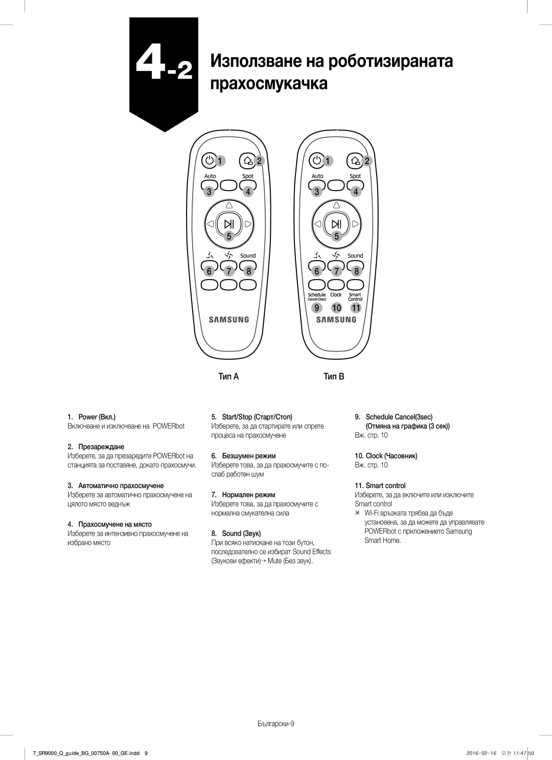 Samsung VR20J9040WG/GE manual Тип a Тип B 