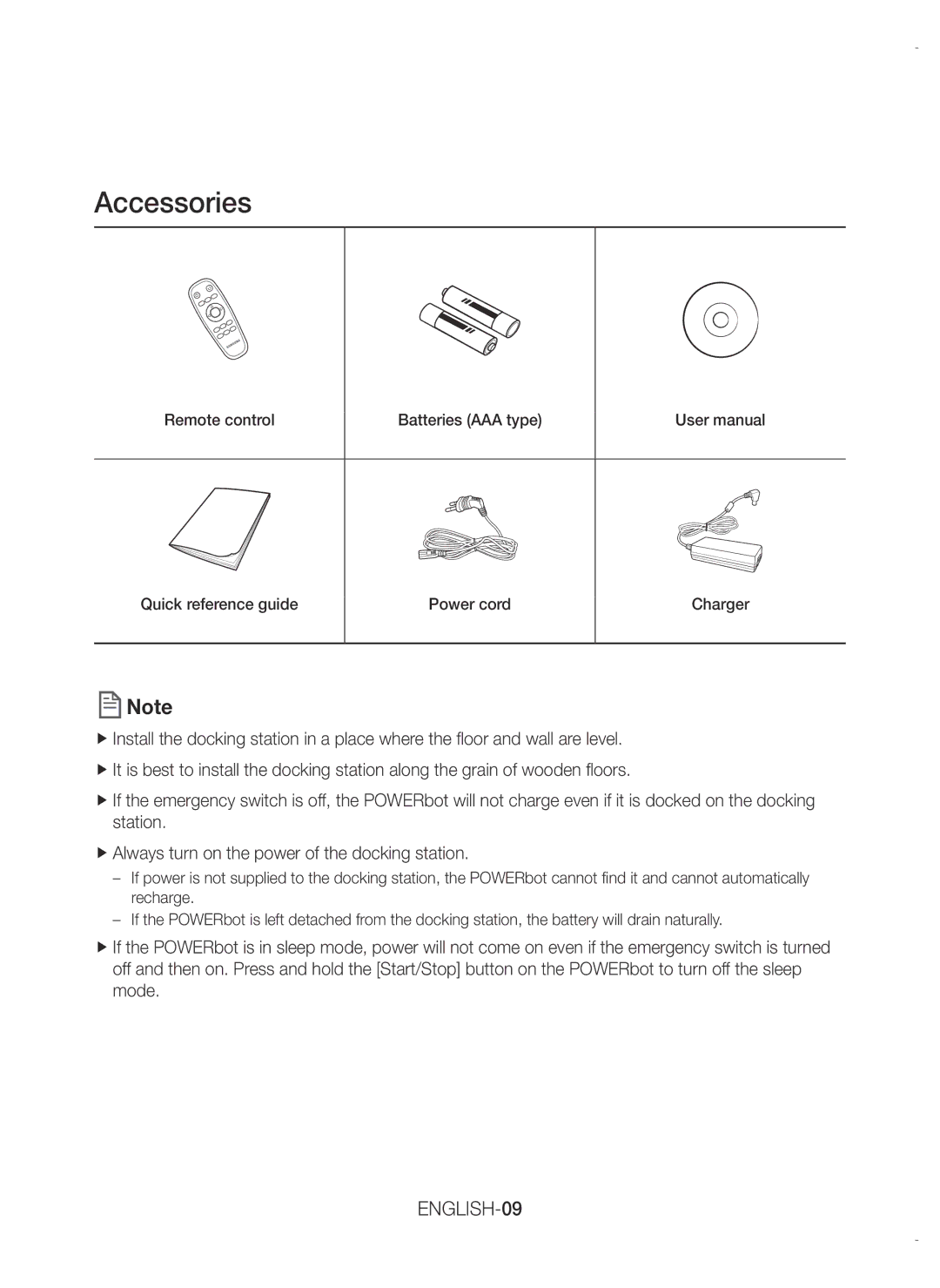 Samsung VR20K9000UB/EG, VR20K9000UB/ET, VR20K9000UB/GE manual Accessories 