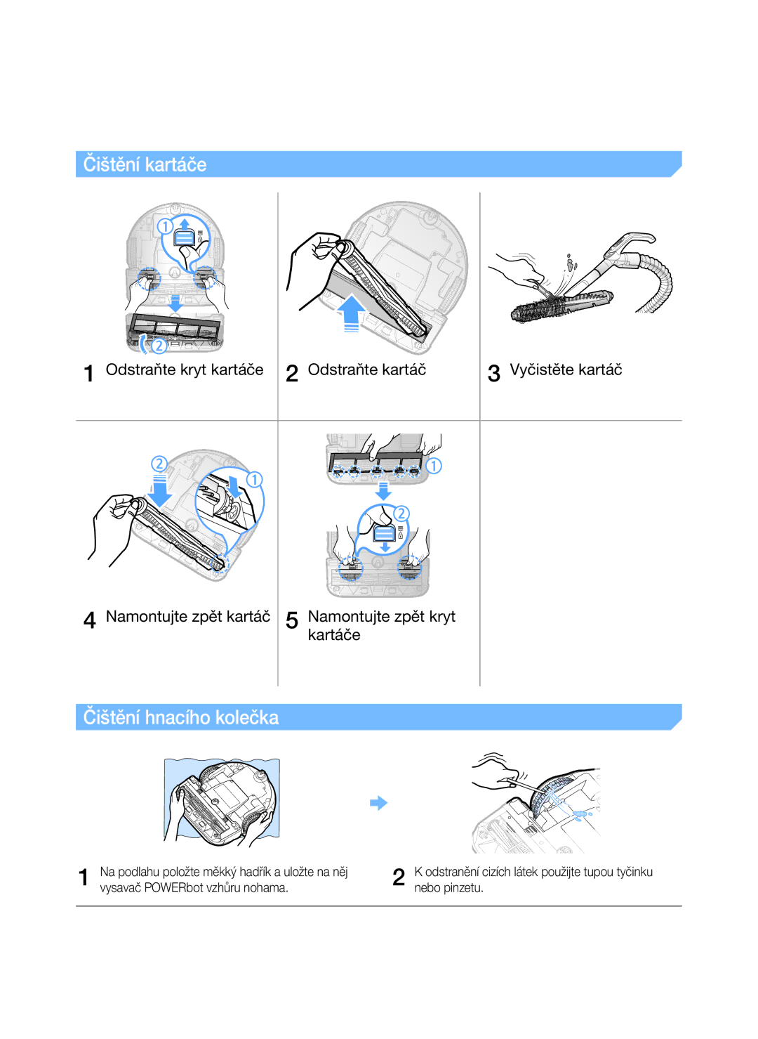 Samsung VR20K9000UB/GE, VR20K9000UB/EG manual Čištění kartáče, Čištění hnacího kolečka 