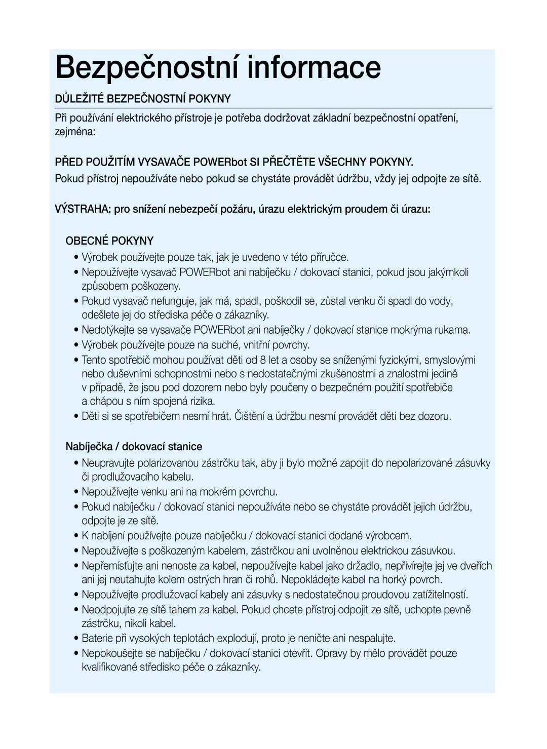 Samsung VR20K9000UB/EG, VR20K9000UB/GE manual Obecné Pokyny 