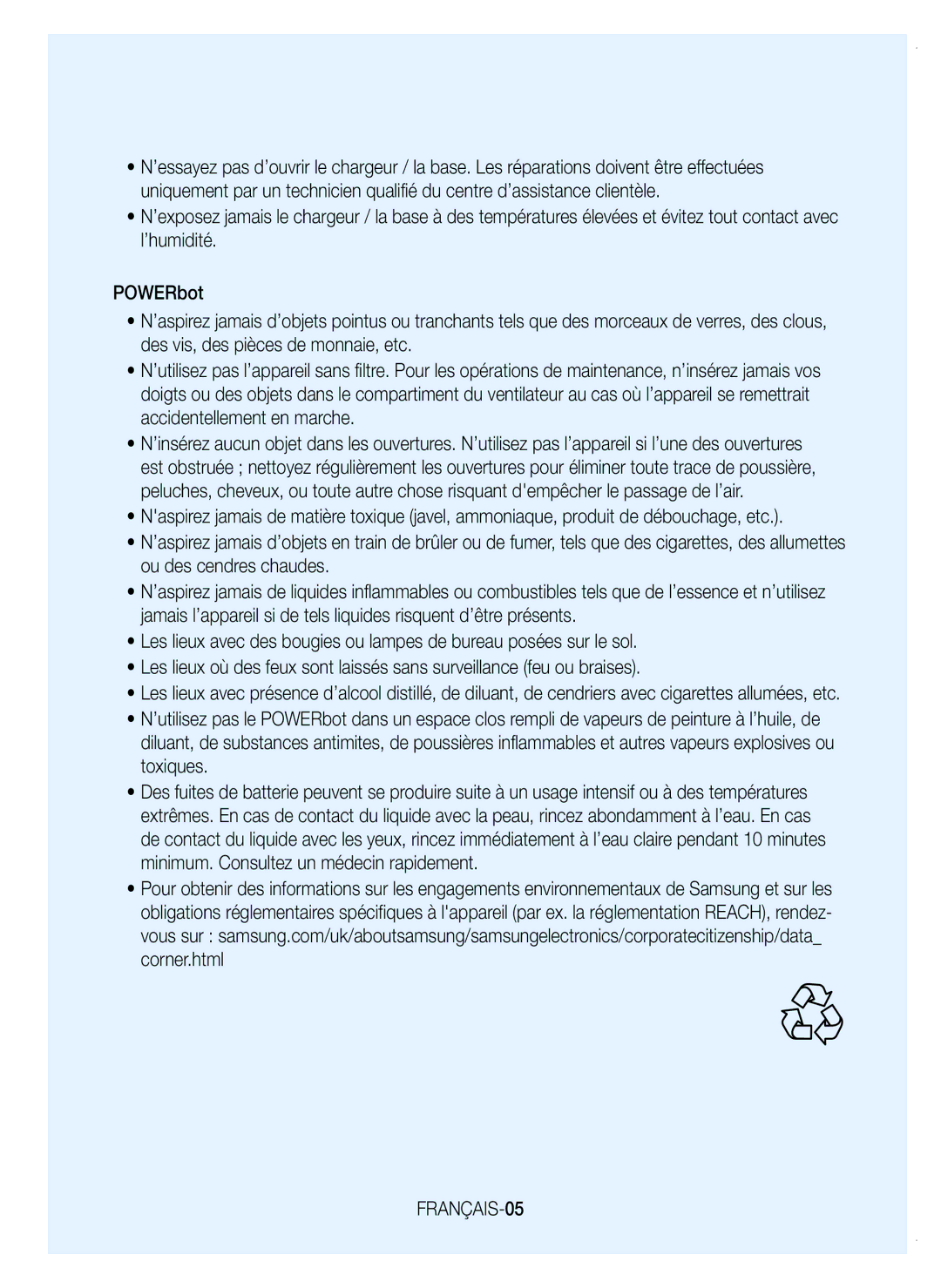 Samsung VR20K9350WK/EF manual FRANÇAIS-05 