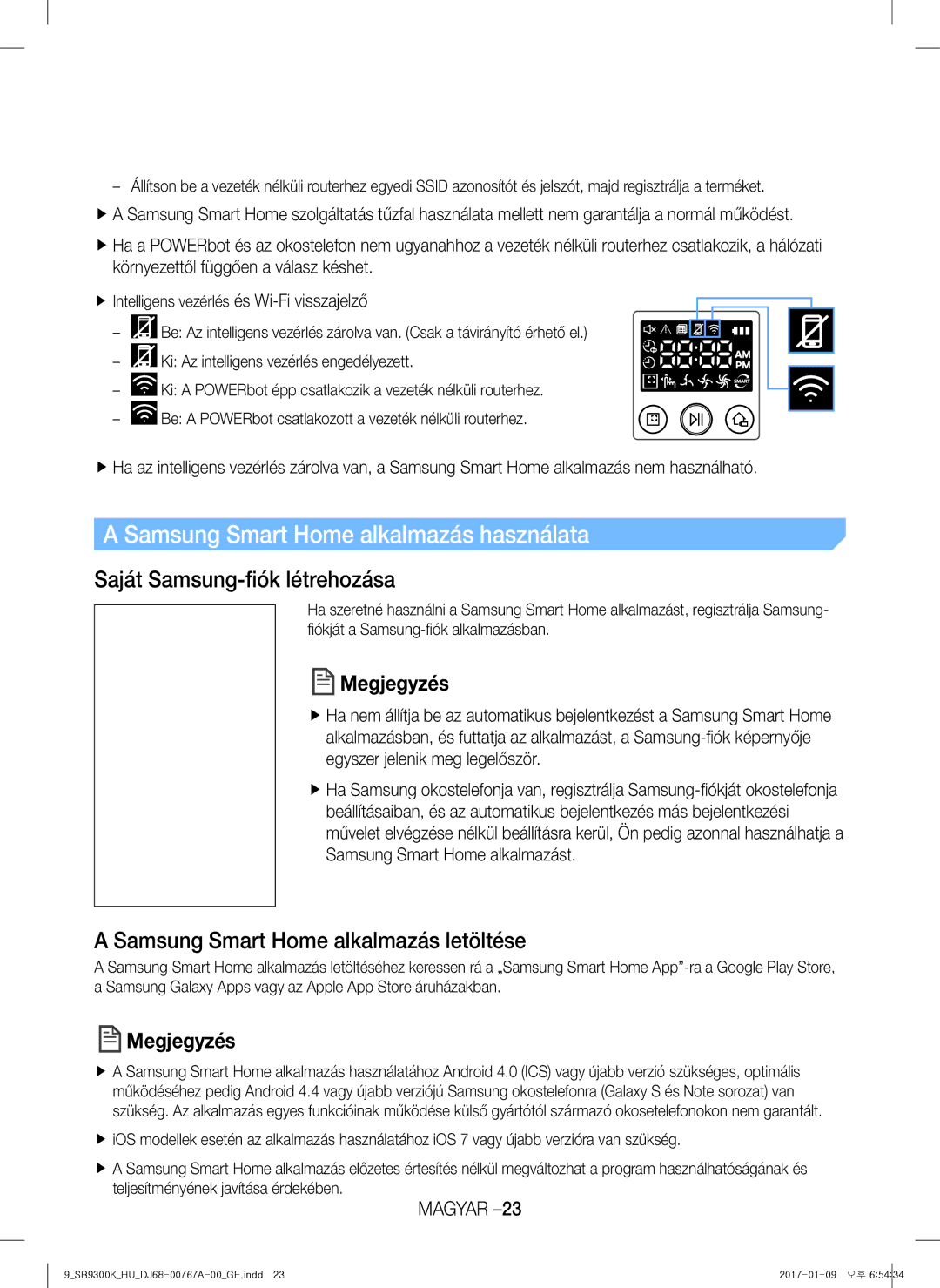 Samsung VR20K9350WK/GE, VR20K9350WK/EG manual Samsung Smart Home alkalmazás használata, Saját Samsung-fiók létrehozása 