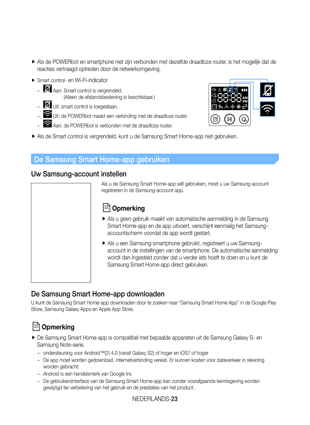 Samsung VR20K9350WK/EG manual De Samsung Smart Home-app gebruiken, Uw Samsung-account instellen, NEDERLANDS-23 