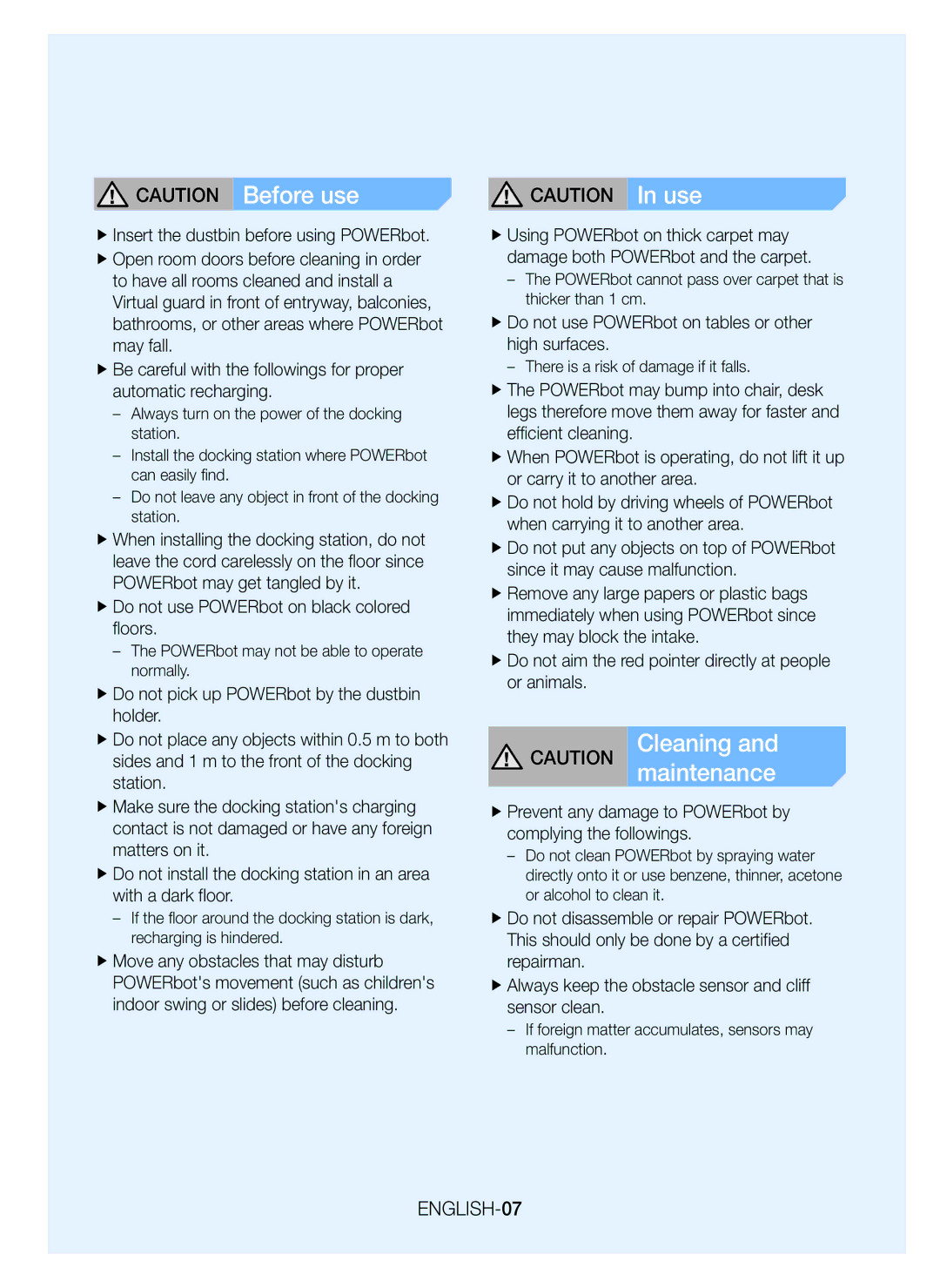 Samsung VR20K9350WK/SA manual ENGLISH-07 