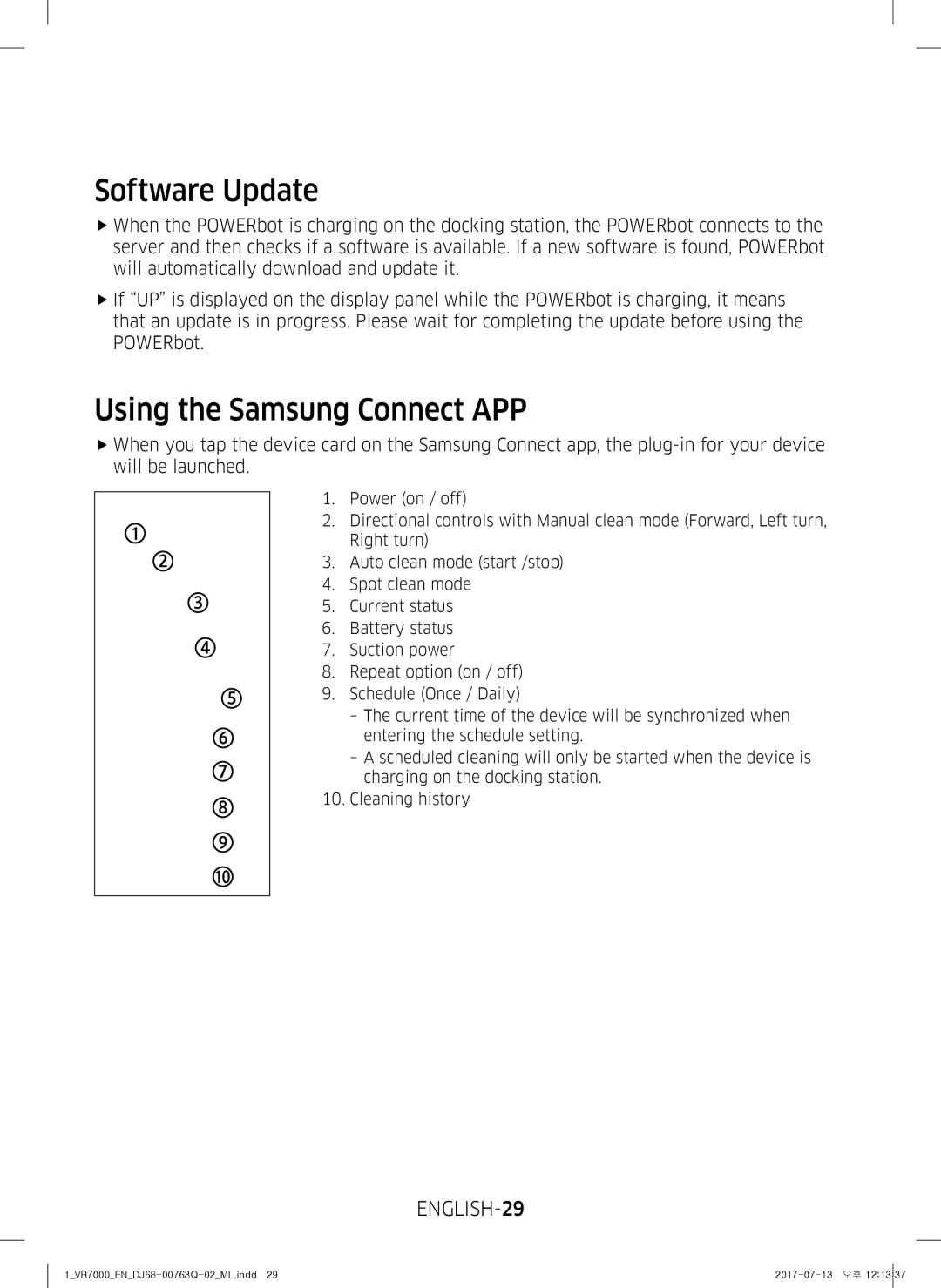 Samsung VR20M7070WD/ML, VR20M7050US/EV, VR10M7020UW/ML, VR20M7050US/ML, VR10M7020UW/TW manual Software Update, ENGLISH-29 