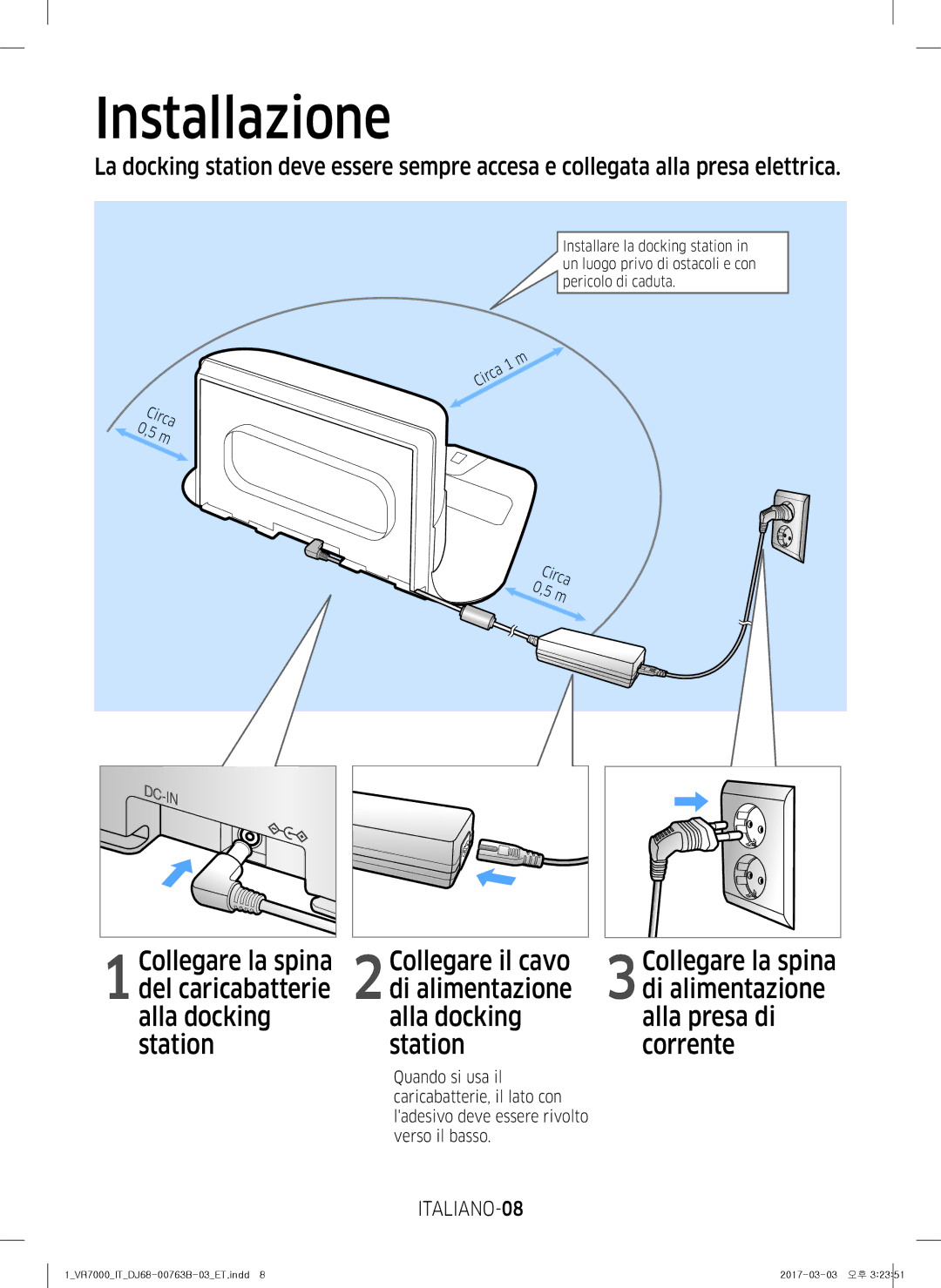 Samsung VR10M703IWG/ET, VR20M706TWD/ET, VR10M701IUW/ET, VR10M701TUG/ET, VR2DM704IUU/ET manual Installazione, ITALIANO-08 