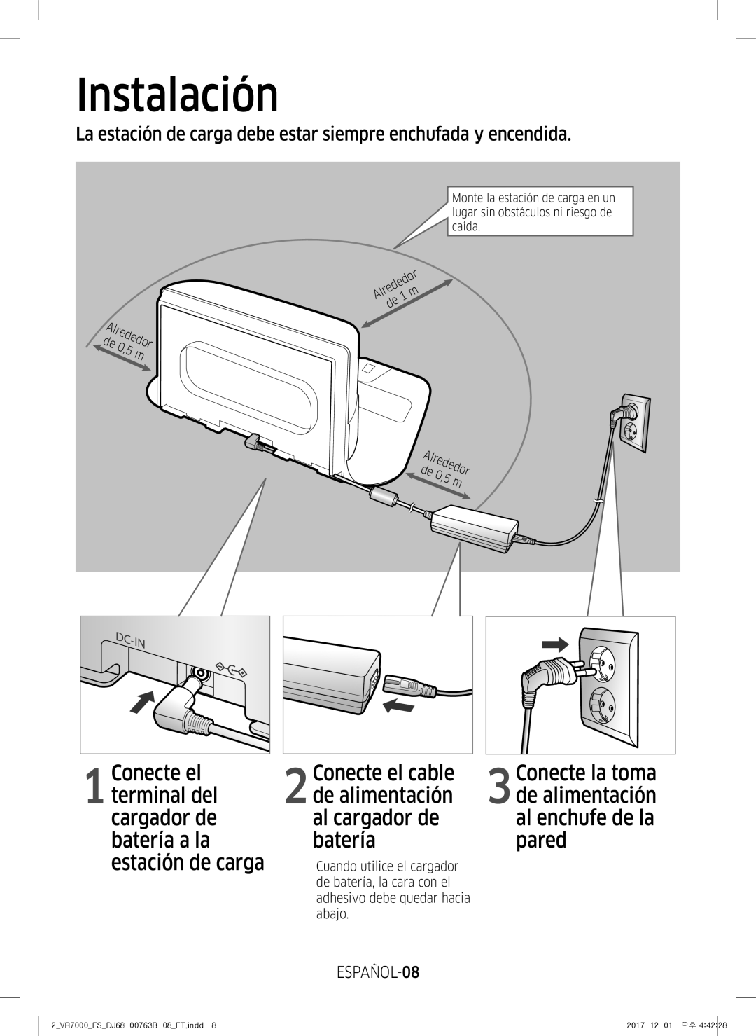 Samsung VR10M703IWG/ET, VR20M706TWD/ET, VR10M701IUW/ET, VR10M701TUG/ET manual Instalación, Conecte la toma, ESPAÑOL-08 