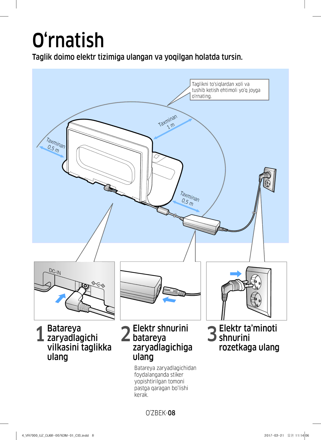 Samsung VR10M7030WW/EV, VR20M7070WS/EV, VR10M7010UW/EV, VR10M7030WG/EV, VR20M7050US/EV, VR20M7070WD/EV manual ‘rnatish, Ulang 