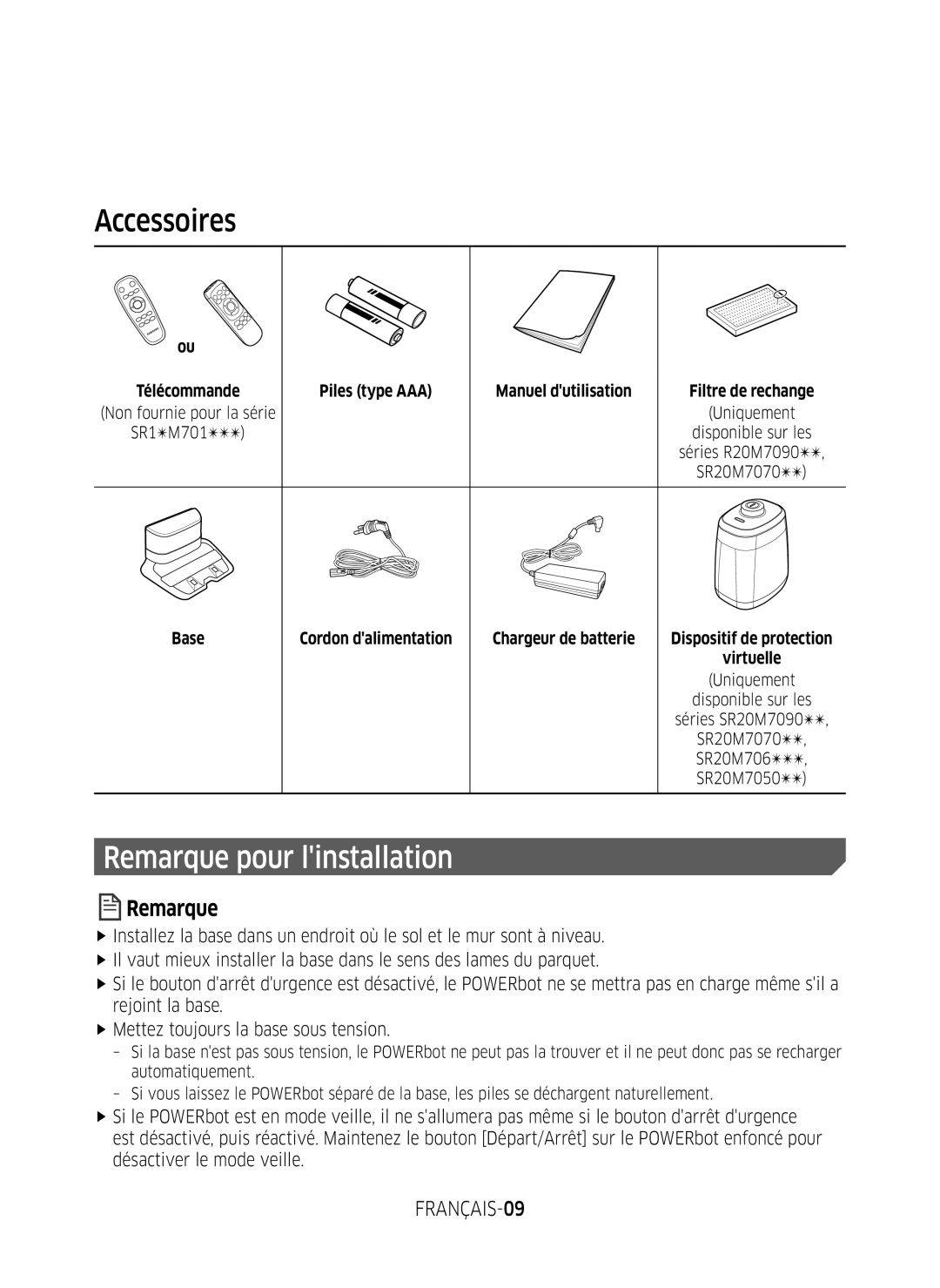 Samsung VR1FM7030WB/EF, VR2FM7050US/EF, VR1FM7010UG/EF, VR2FM7070WD/EF, VR1FM7020UW/EF manual Accessoires 