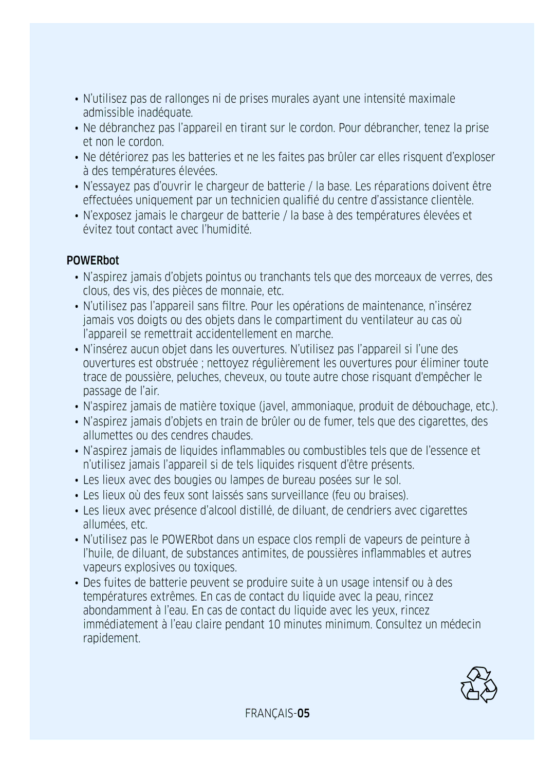 Samsung VR2FM7050US/EF, VR1FM7010UG/EF, VR2FM7070WD/EF, VR1FM7020UW/EF, VR1FM7030WB/EF manual FRANÇAIS-05 