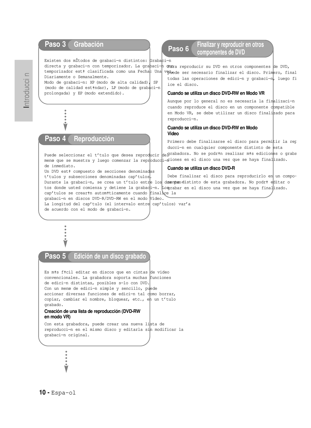 Samsung VR330 manual Paso, Diariamente o Semanalmente 