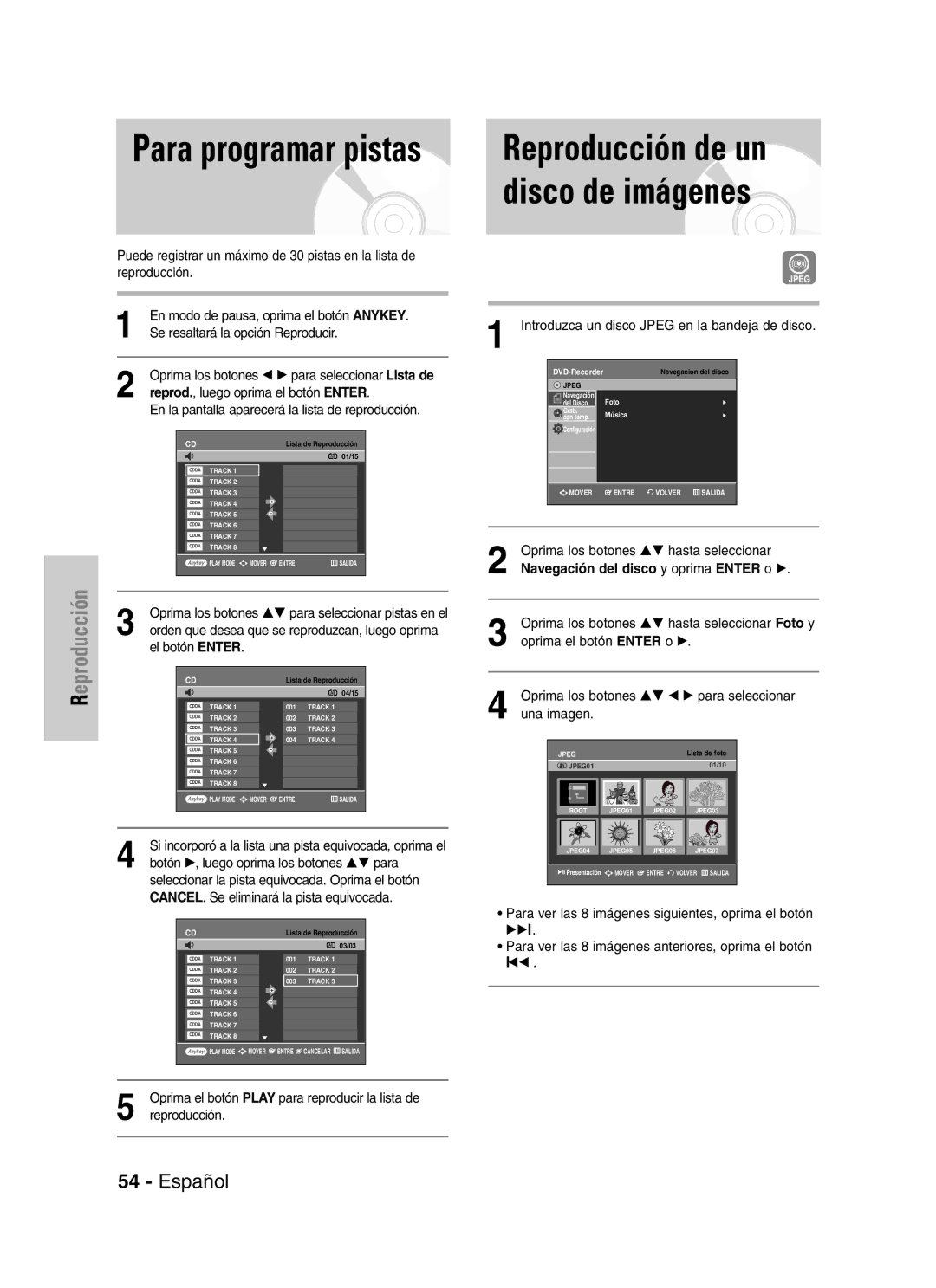 Samsung VR330 manual Reproducción de un 