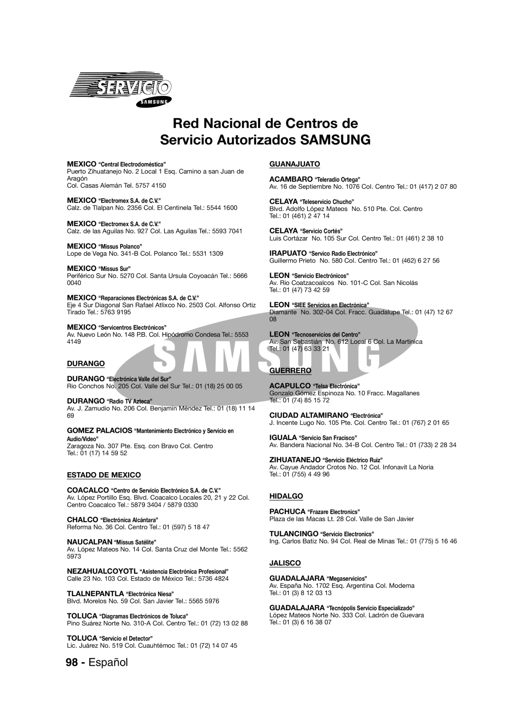 Samsung VR330 manual Durango 