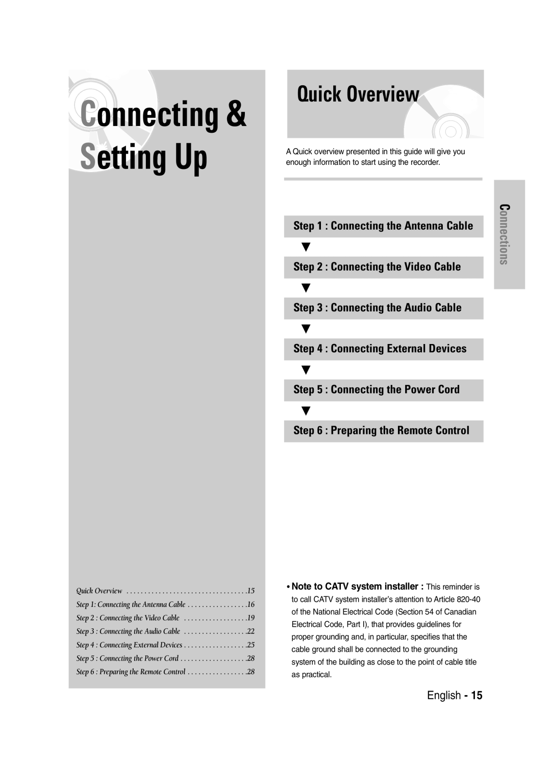 Samsung DVD-VR330, VR330S instruction manual Connecting & Setting Up, Quick Overview 