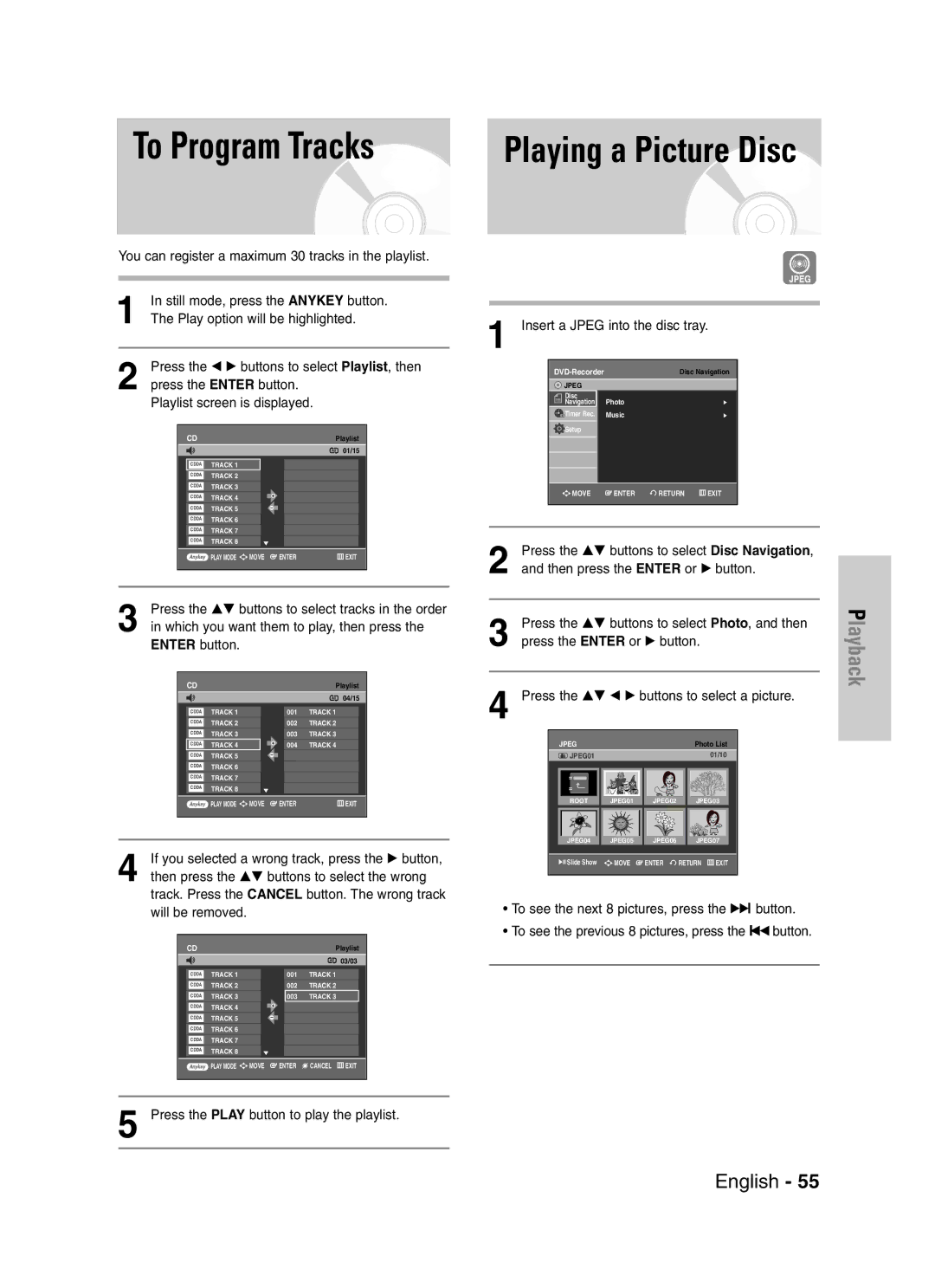 Samsung DVD-VR330, VR330S instruction manual To Program Tracks 