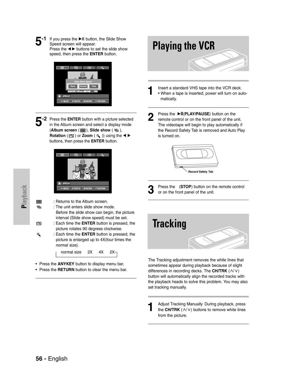 Samsung VR330S, DVD-VR330 instruction manual Playing the VCR, Tracking 