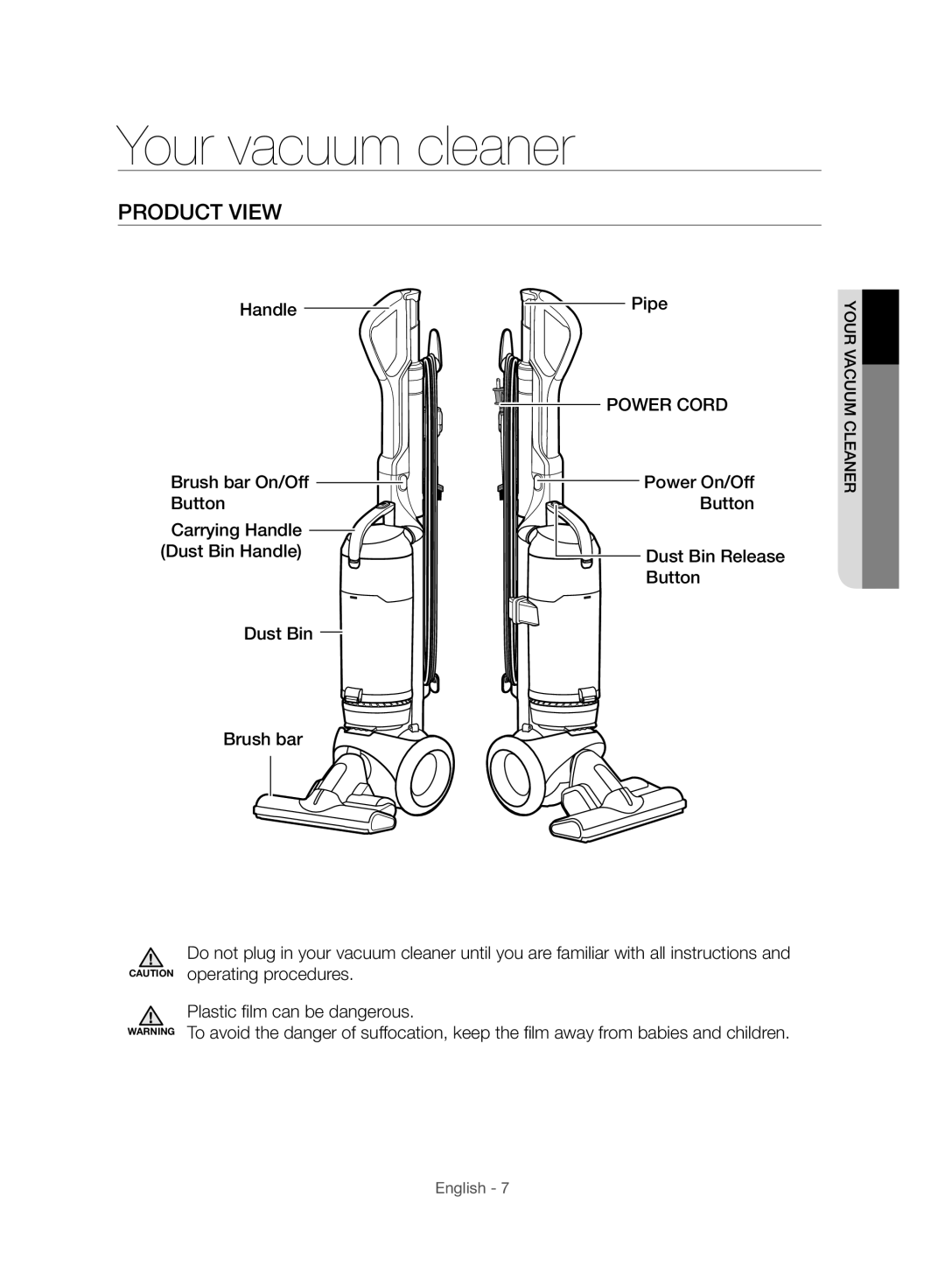 Samsung VU10F40SBDD/ML, VU10F40SBDD/EU manual Your vacuum cleaner, Product View 