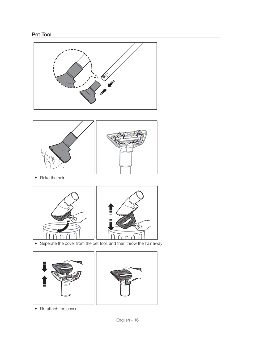 Samsung VU10F40SBDD/EU, VU10F40SBDD/ML manual Pet Tool 