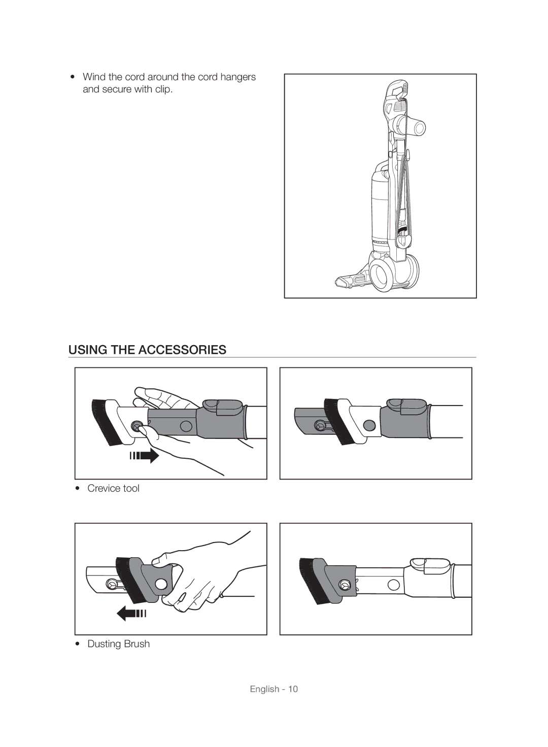 Samsung VU10F70SHDC/ML, VU10F70SHDC/SA, VU10F70SHAF/SA manual Using the Accessories 