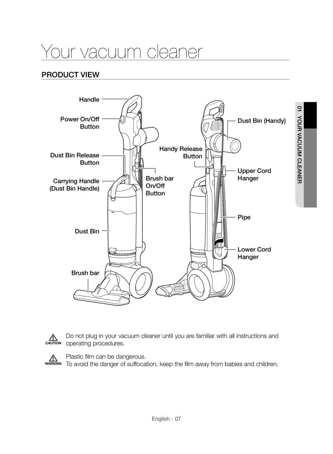 Samsung VU10F70SHDC/ML, VU10F70SHDC/SA, VU10F70SHAF/SA manual Your vacuum cleaner, Product View 