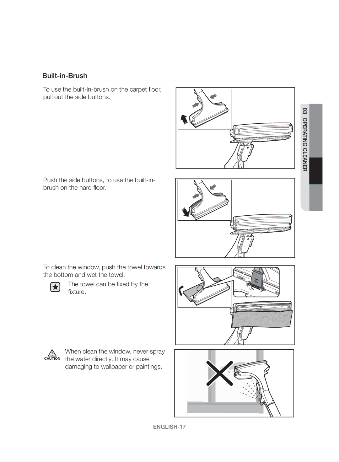 Samsung VW17H9090HC/HC manual Built-in-Brush 