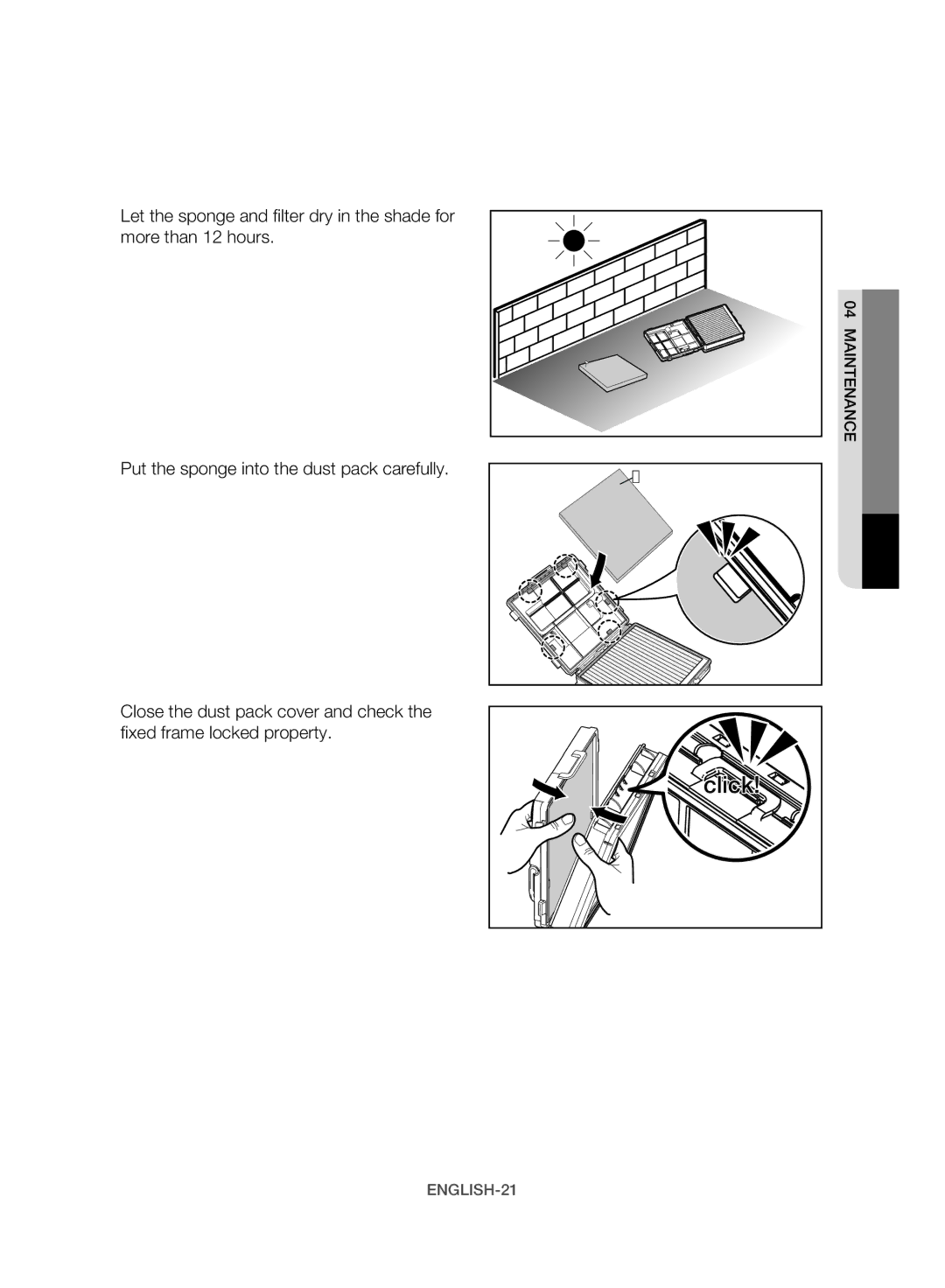 Samsung VW17H9090HC/HC manual Click 